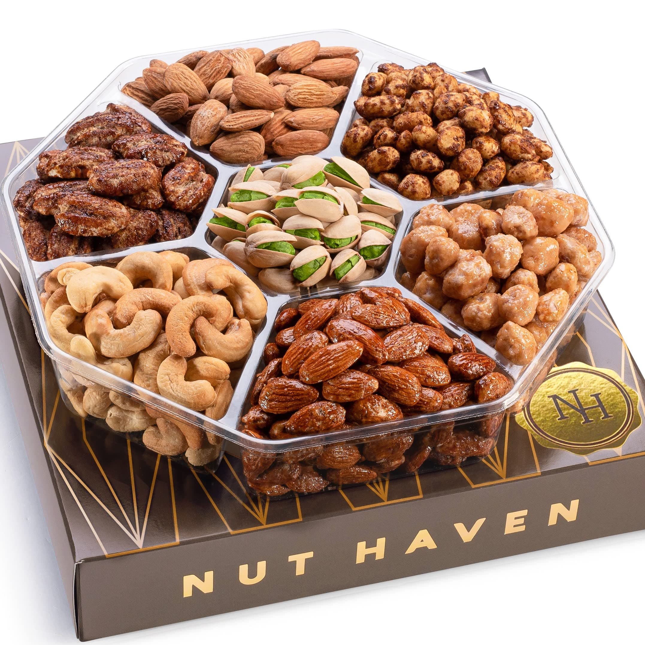 Holiday Nuts Gift Basket - Assortment of Sweet & Roasted Salted Gourmet Nuts - Food Gift Box for Him, Husband, Christmas, Fathers Day, Mothers Day, Sympathy, Family, Men & Women