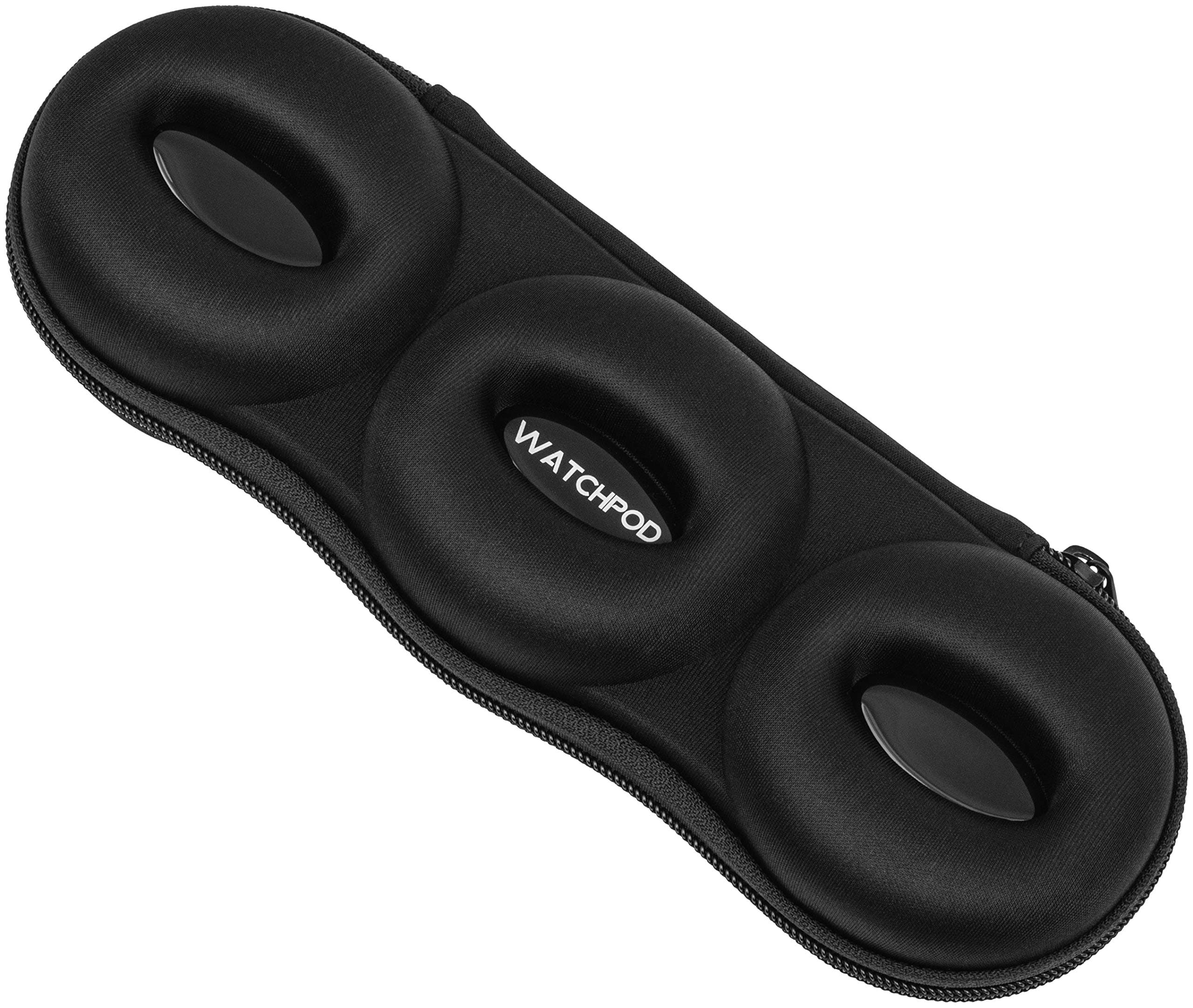 WATCHPOD Triple Watch Travel Case Storage Organizer for 3 Watches | Tough Portable Protection w/Zipper Fits All Wristwatches & Smart Watches Up to 50mm (Black)