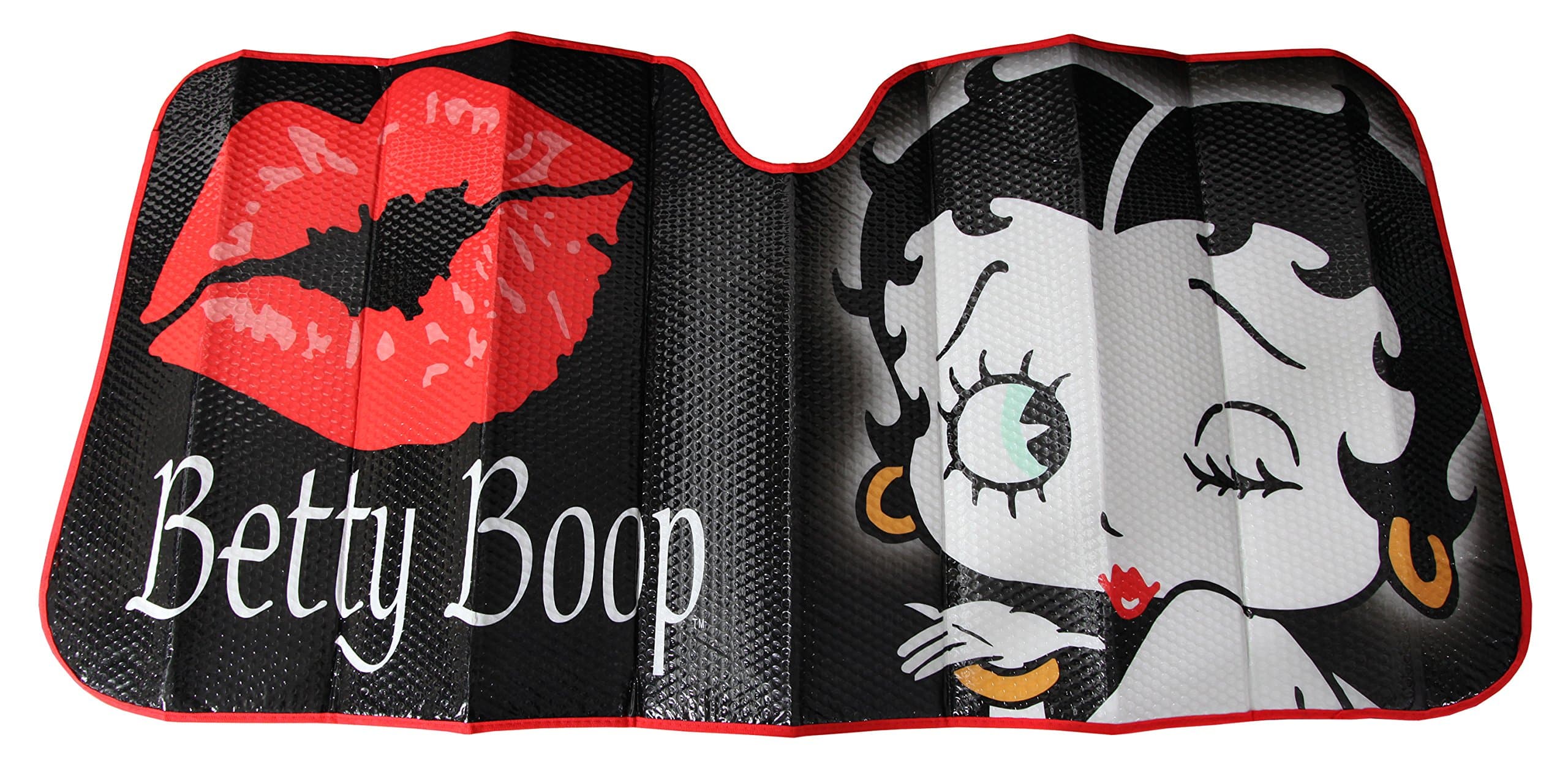 Plasticolor 003716R01 Betty Boop Timeless Black Accordion Style Car Truck SUV Front Windshield Sunshade