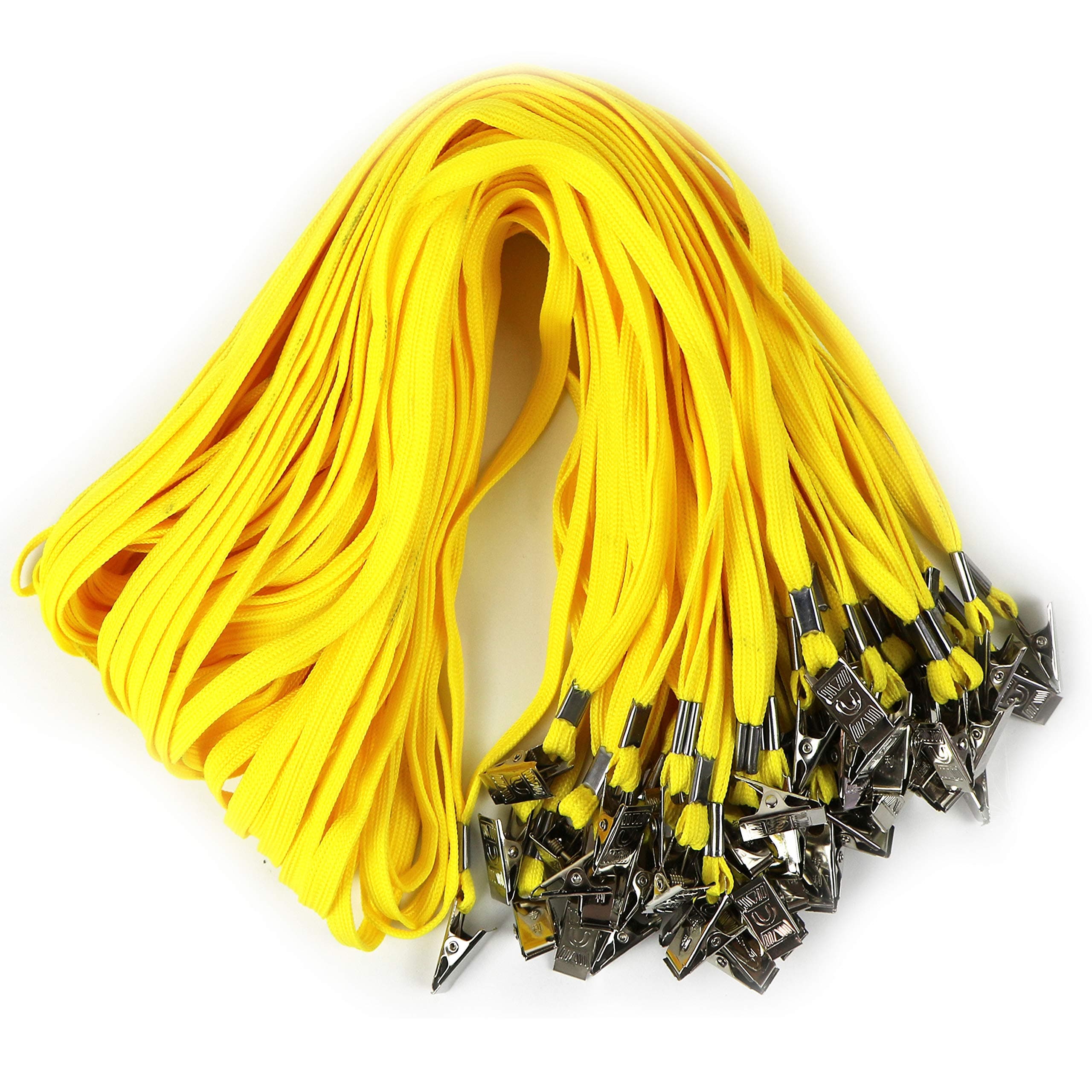 Beebel Yellow Lanyards 50PCS 32-Inch Flat Lanyard with Badge Clip (Yellow)