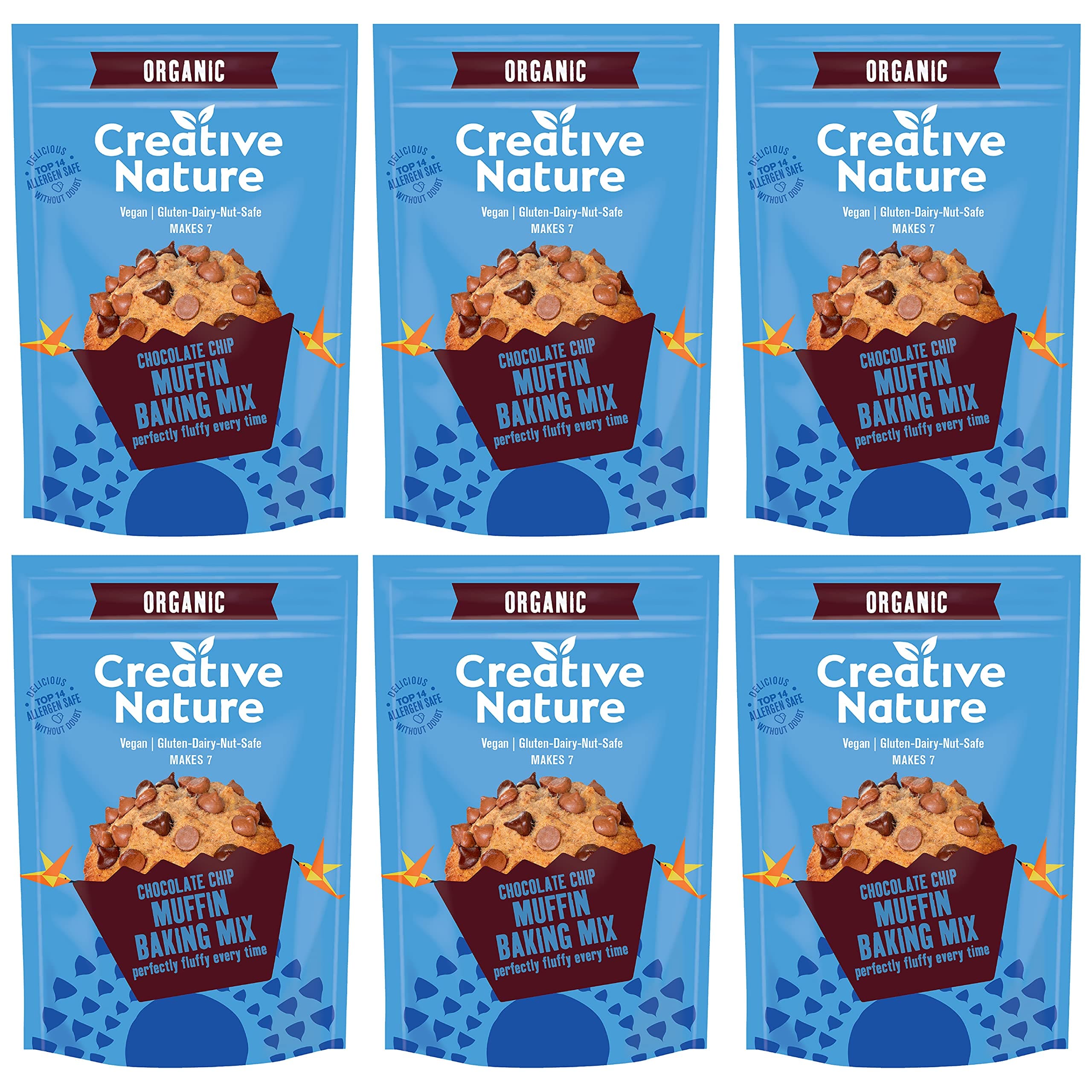 Creative Nature Superfood Vegan Chocolate Chip Muffin Mix - 6 x 250g Mixes