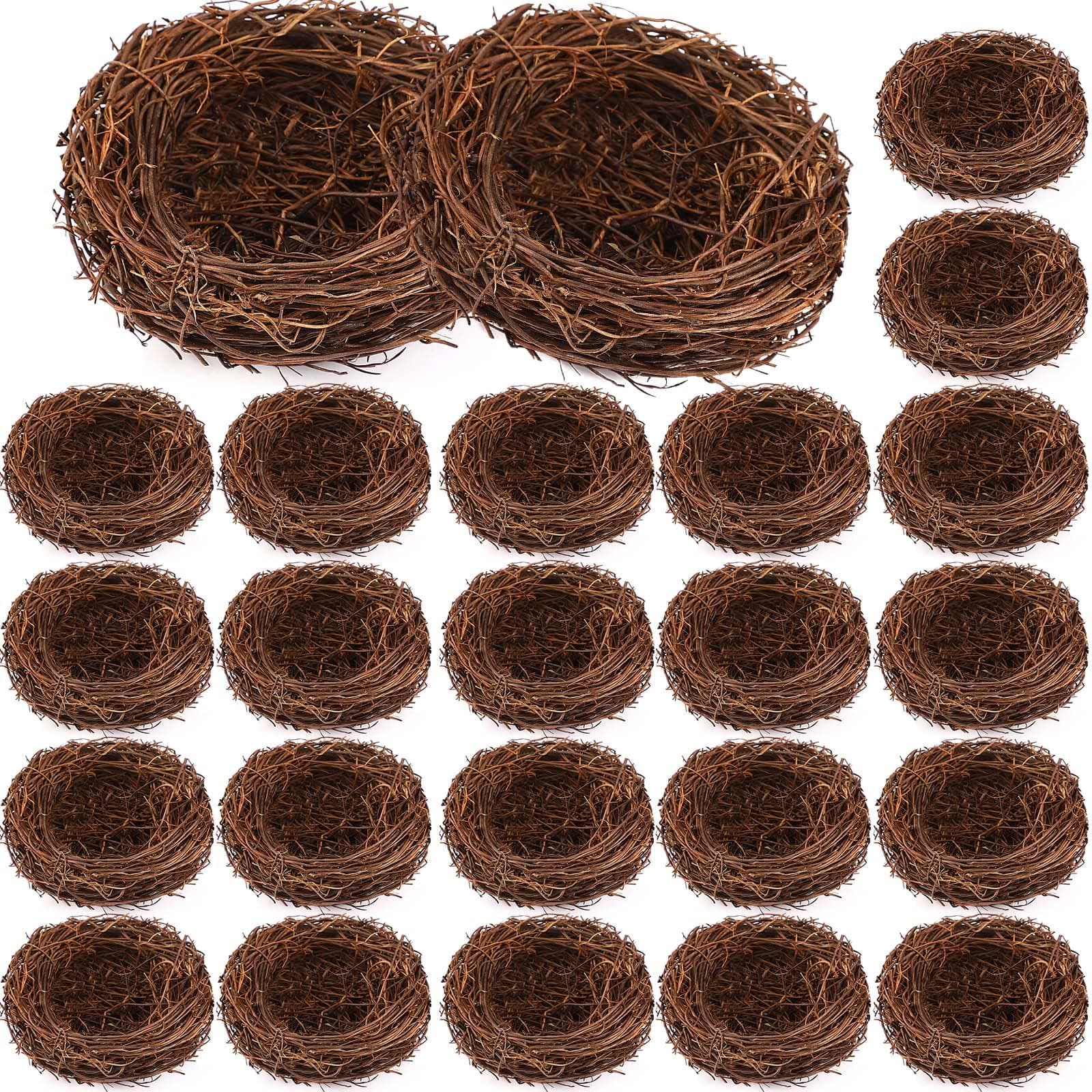 Artificial Bird Nest Crafts Easter Birdhouse Nest mini Natural Rattan Nests for Easter Party Wedding Patio Garden Succulent Planter Moss Landscape DIY Terrarium (4 in)