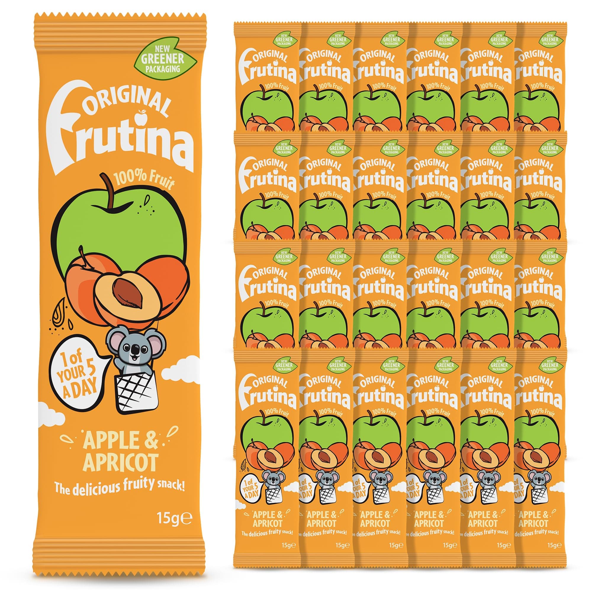 Apple and Apricot Fruit Bars - Multipacks of 24 x 15G, Fruit Snacks - 100% Dried Fruit with No Added Sugar, No Preservatives and No Artificial Colours and Flavours