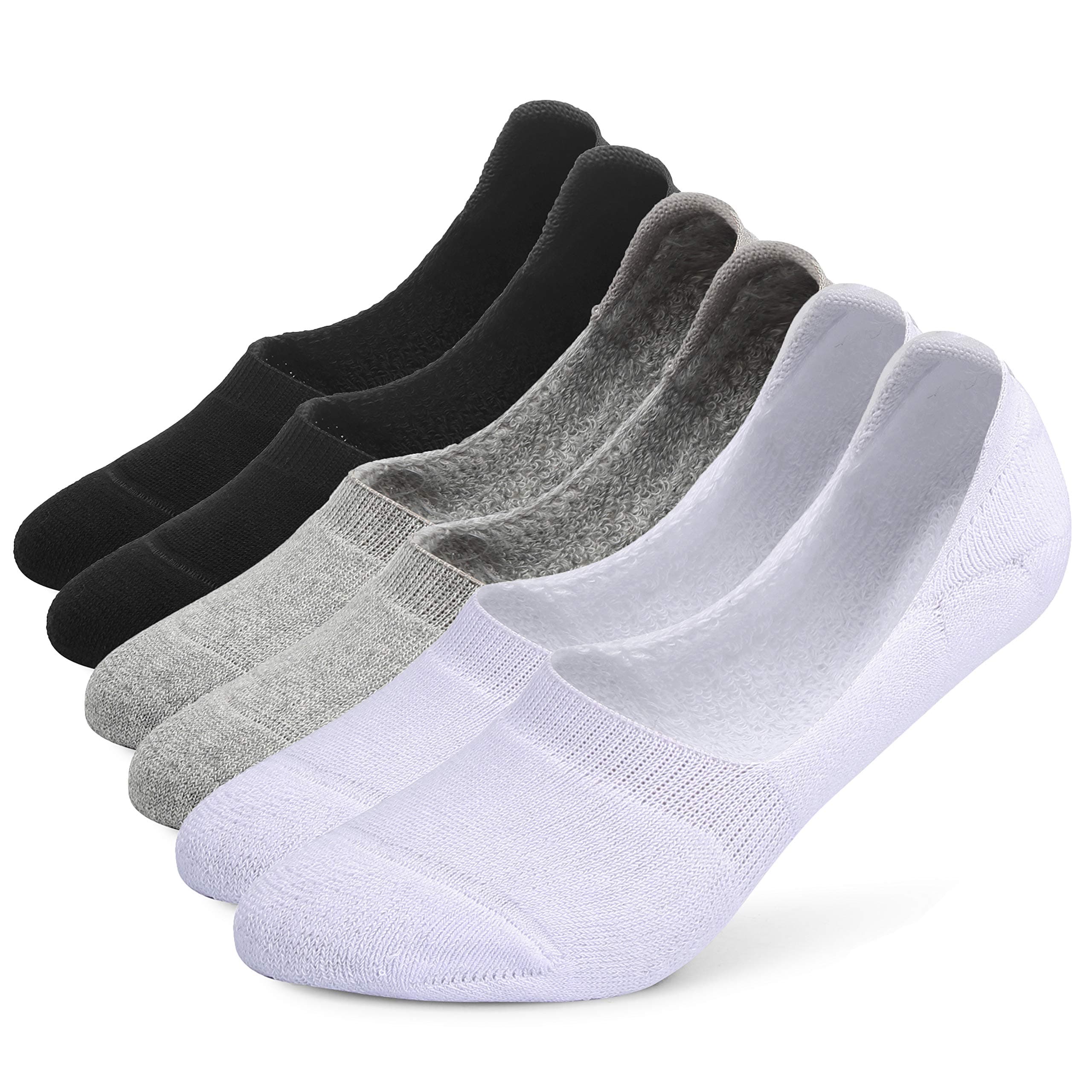 6 Pairs Unisex Thick Cushion Athletic Cotton Non Slip Low Cut Flat Liner No Show Socks