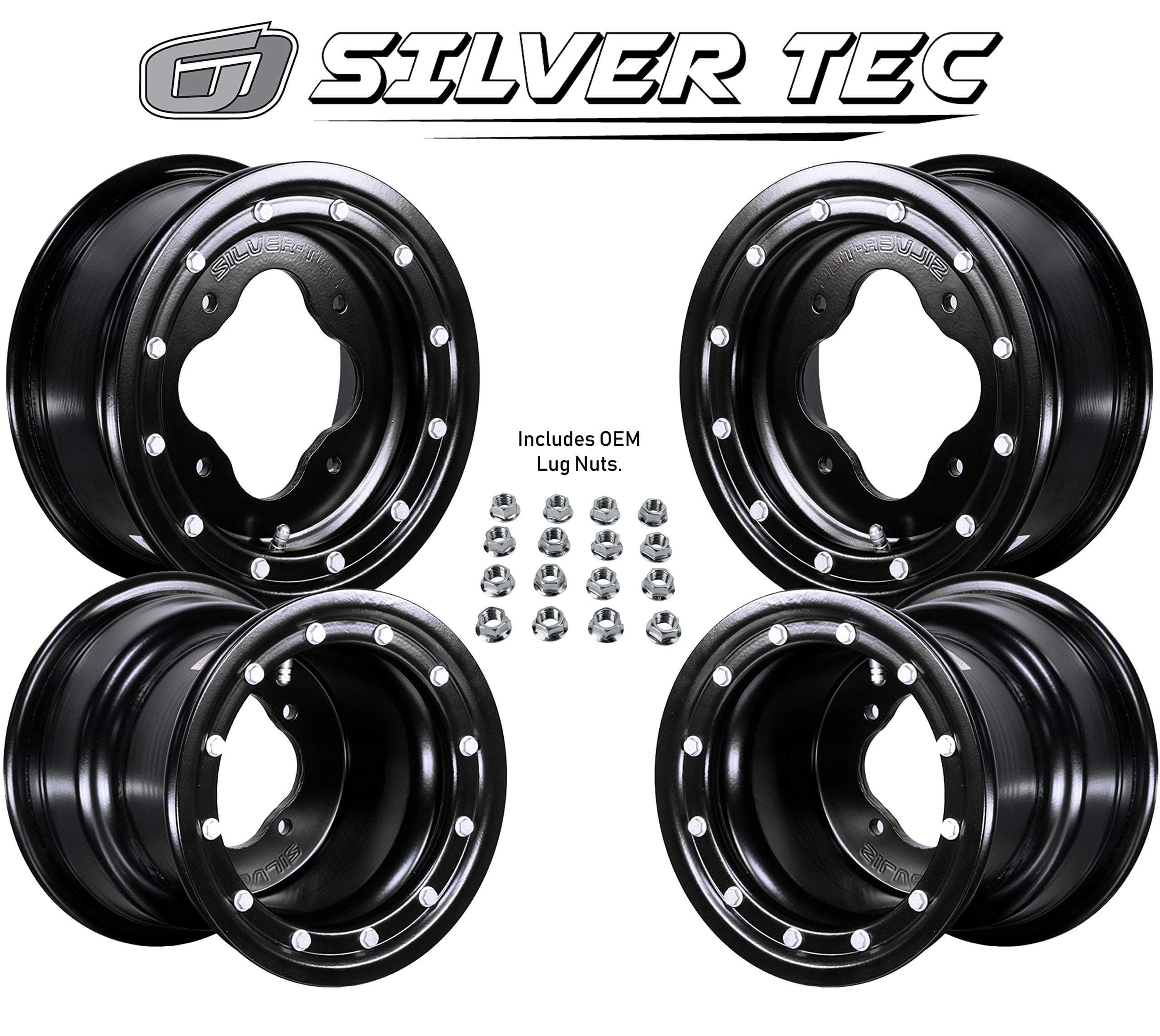 Goldspeed Full Set of 10x5 3+2 4x144 & 9x8 3+5 4x110 ATV Beadlock Rims for Honda TRX 450 (Black)