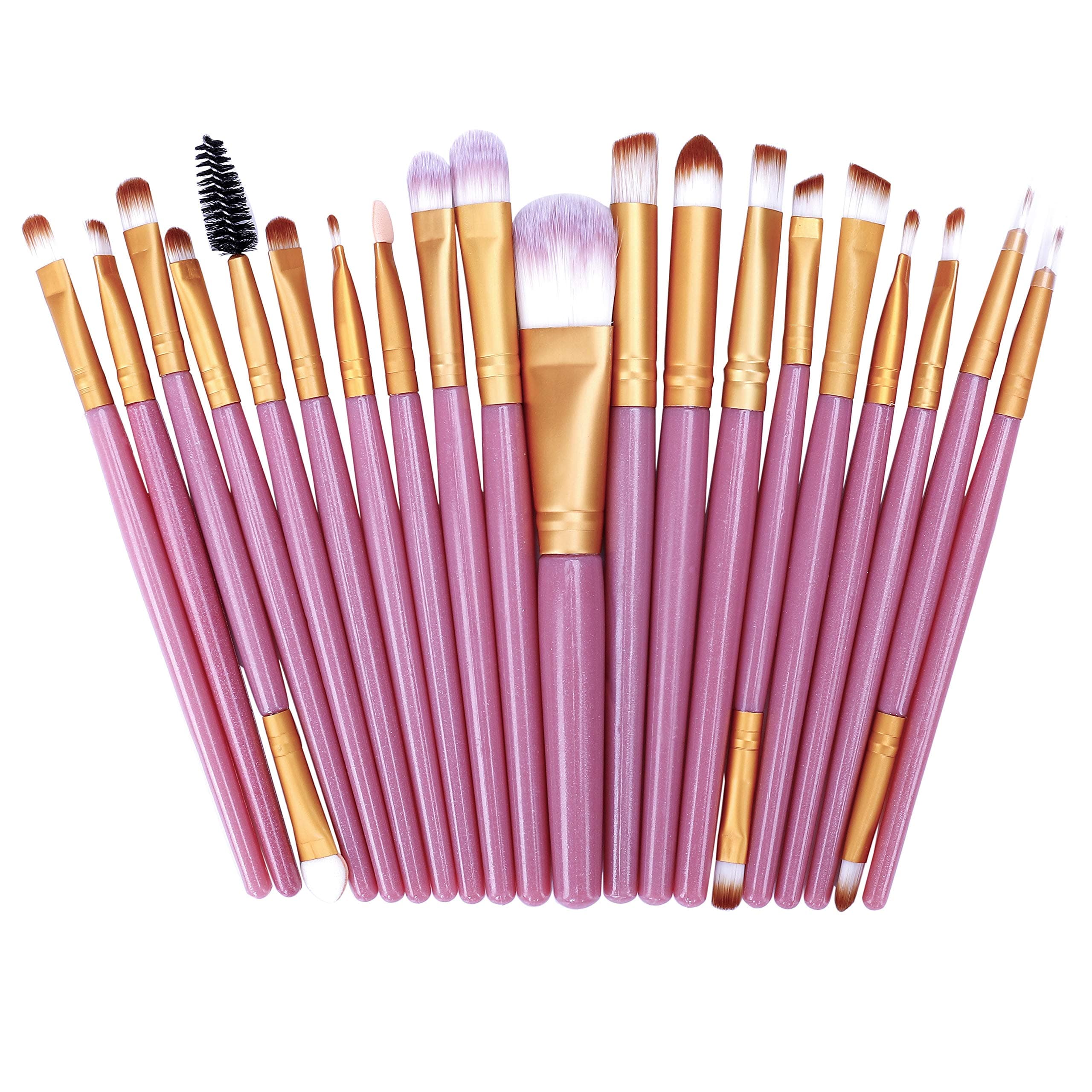 Makeup Brushes Set 20pcs Eye Shadow Foundation Face Powder Eyeliner Eyelash Lip Make Up Brush Cosmetic Beauty Tool Kit with Soft and Cruelty-Free Synthetic Fiber Bristles and Rose Gold Detailing