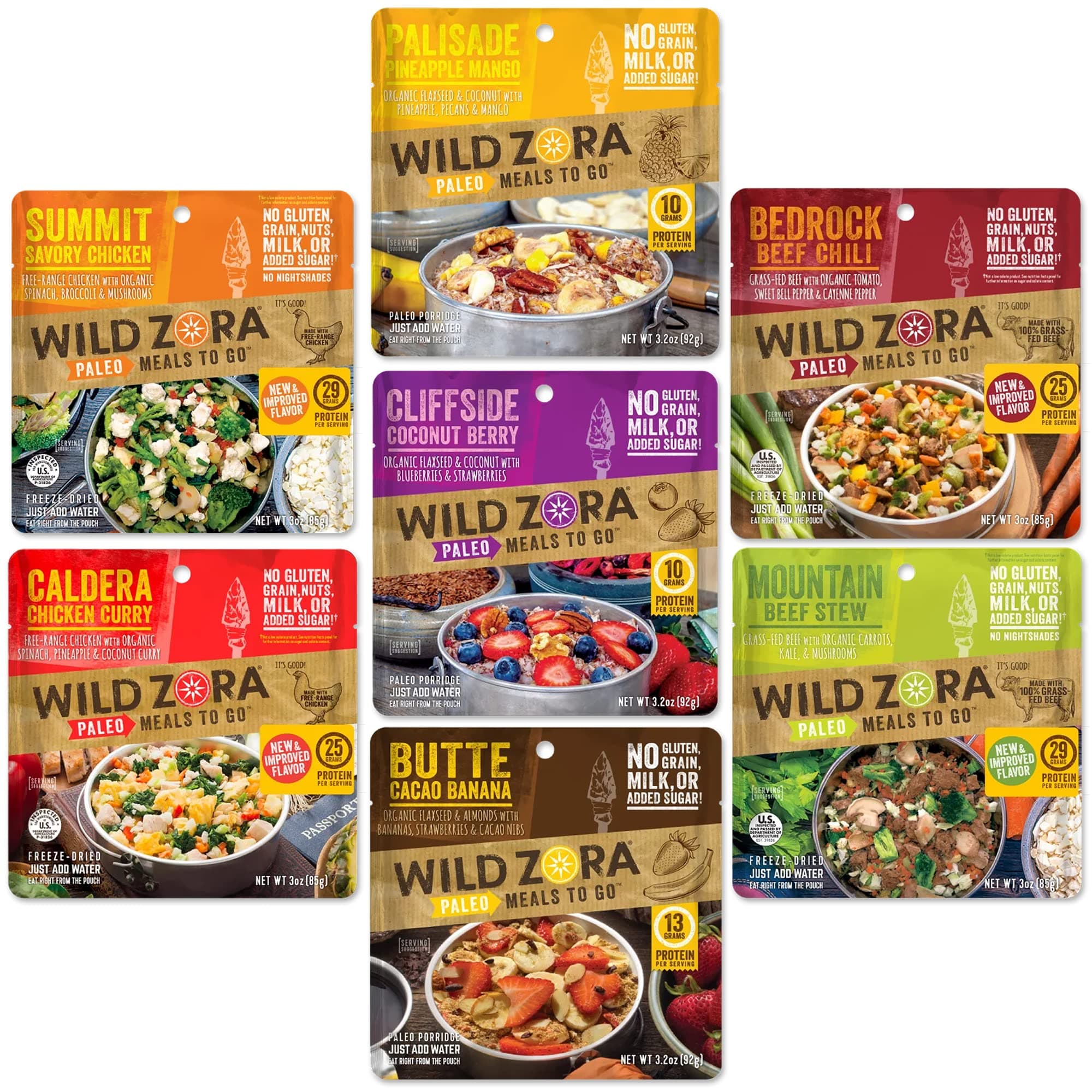 Wild Zora Paleo Freeze Dried Meals for Backpacking & Camping - Healthy Gluten...