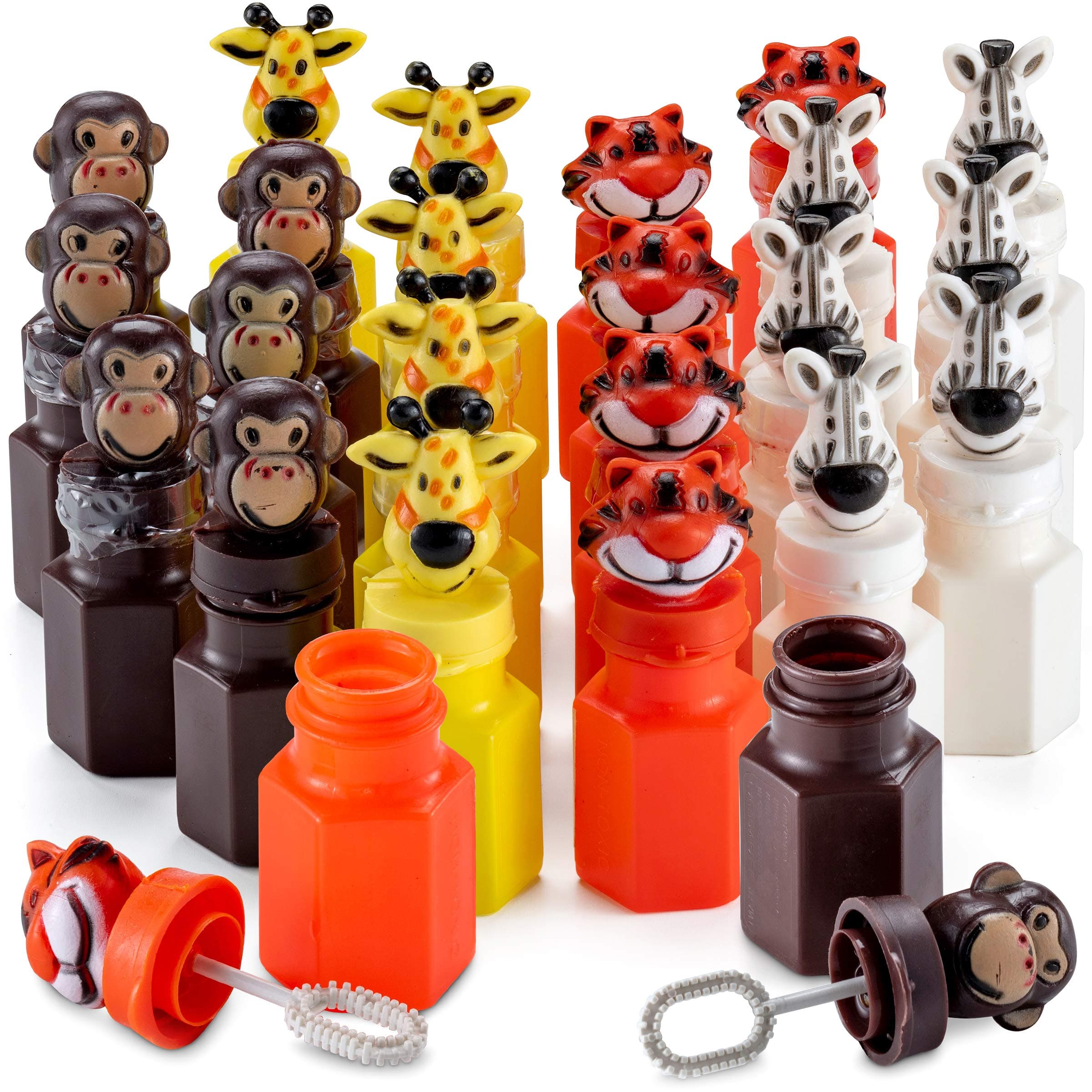 Bulk Safari Animal Bubbles for Kids - (Pack of 24) Mini Safari Bubble Bottles with Wands and Assorted Jungle Zoo Characters, Baby Showers, Themed Birthday Party Favors, Goody Bag Toys for Kids