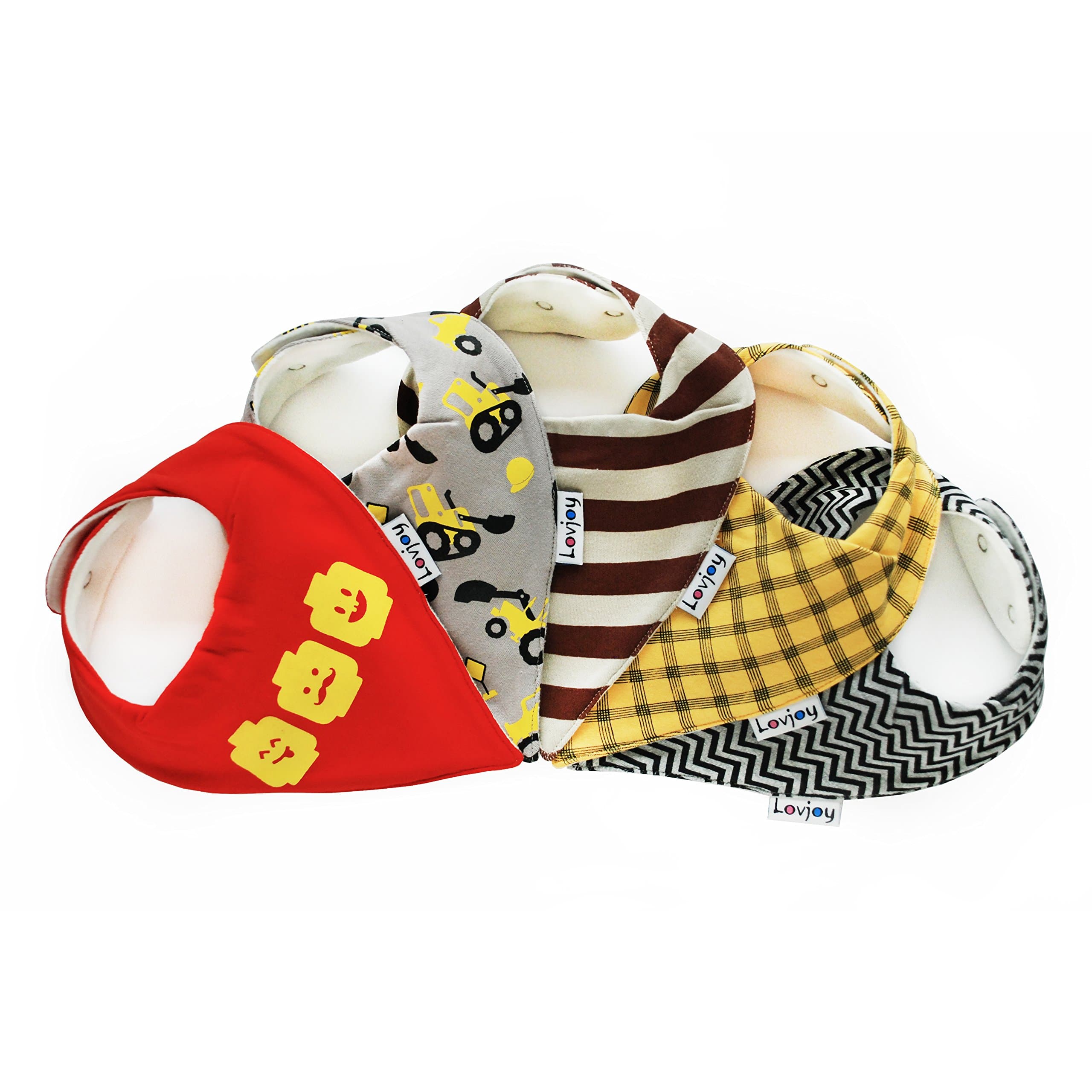Lovjoy Bandana Baby Bibs (5 Pack) Super Absorbent & Soft for Ultimate Comfort with Adjustable Snaps- Cute Baby Gift for Boys & Girls. …