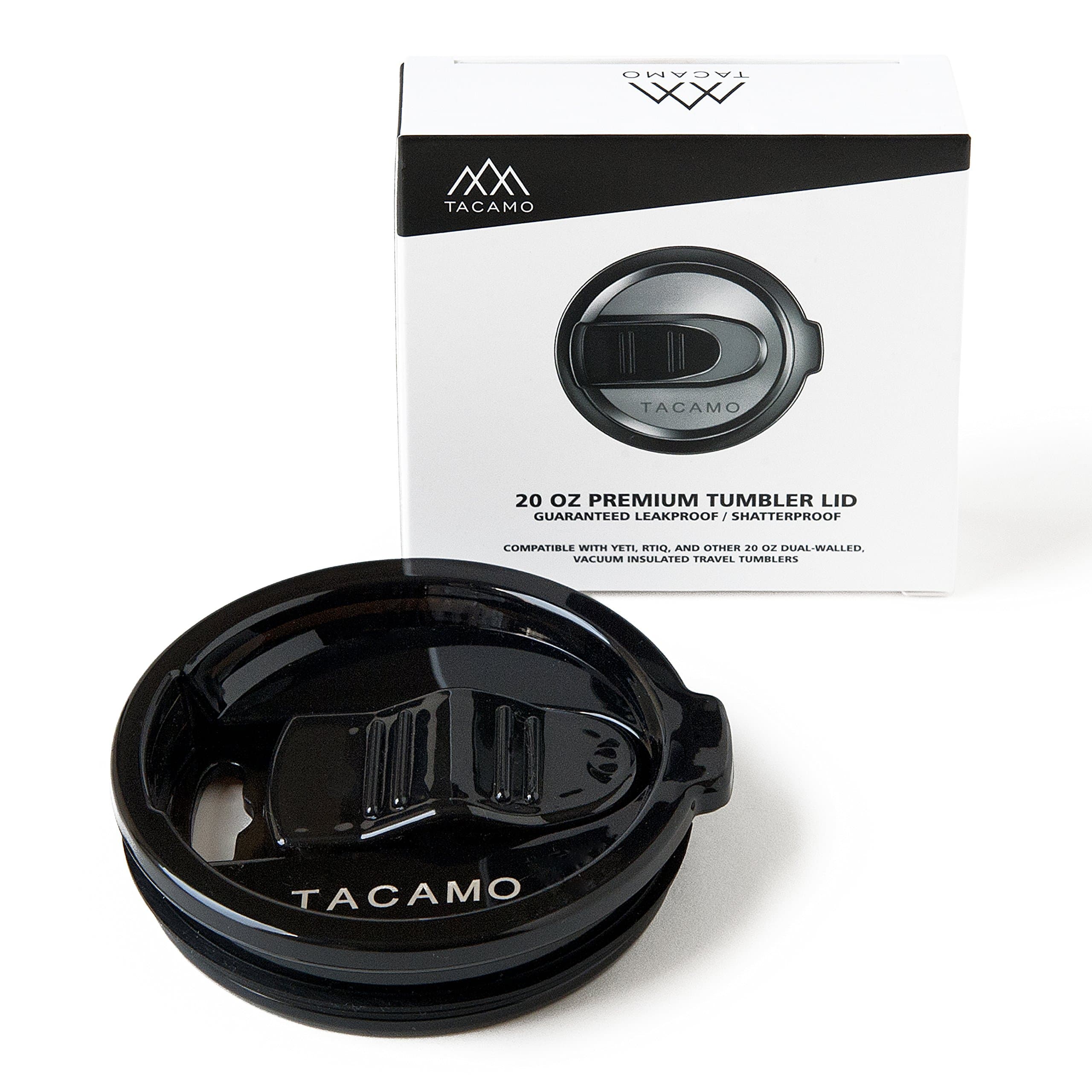 TACAMO 20 Oz Tumbler Lid | Made from BPA-Free, Shatter-Proof TRITAN Plastic, with Leak-Proof Sliding Seal. Straw-Friendly Hole. Replacement for YETI, Ozark, and RTIC Tumbler Lids. GUARANTEED For Life.