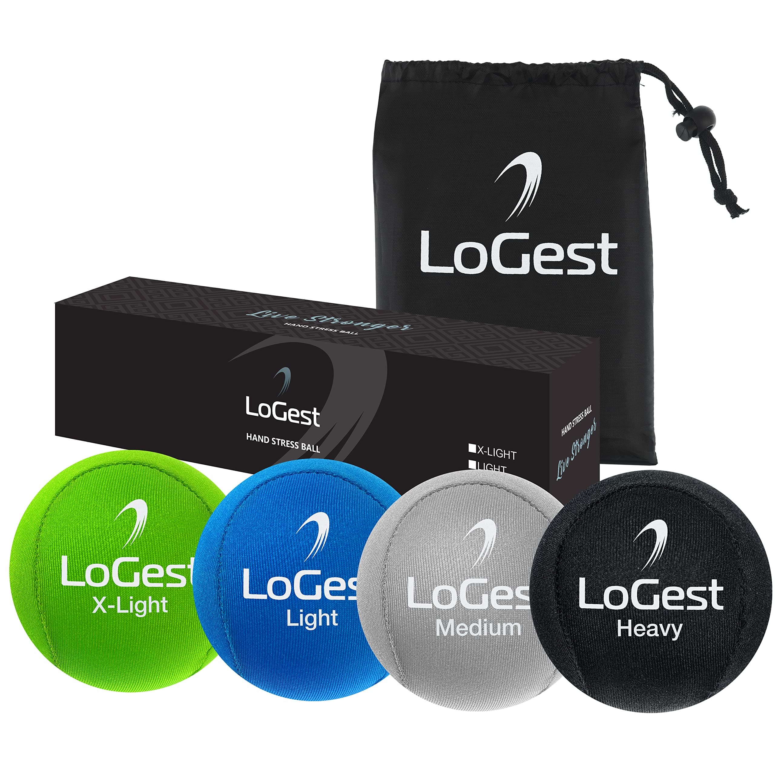 Logest Hand Stress Ball - Stress Reliever and Hand Exercise Ball - Available in 5 Levels