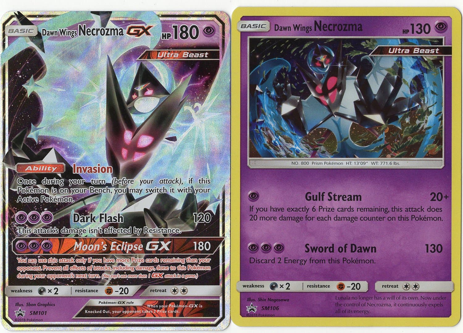 POKEMON - DAWN WING NECROZMA GX - PROMO SET SM101 SM106 HOLO
