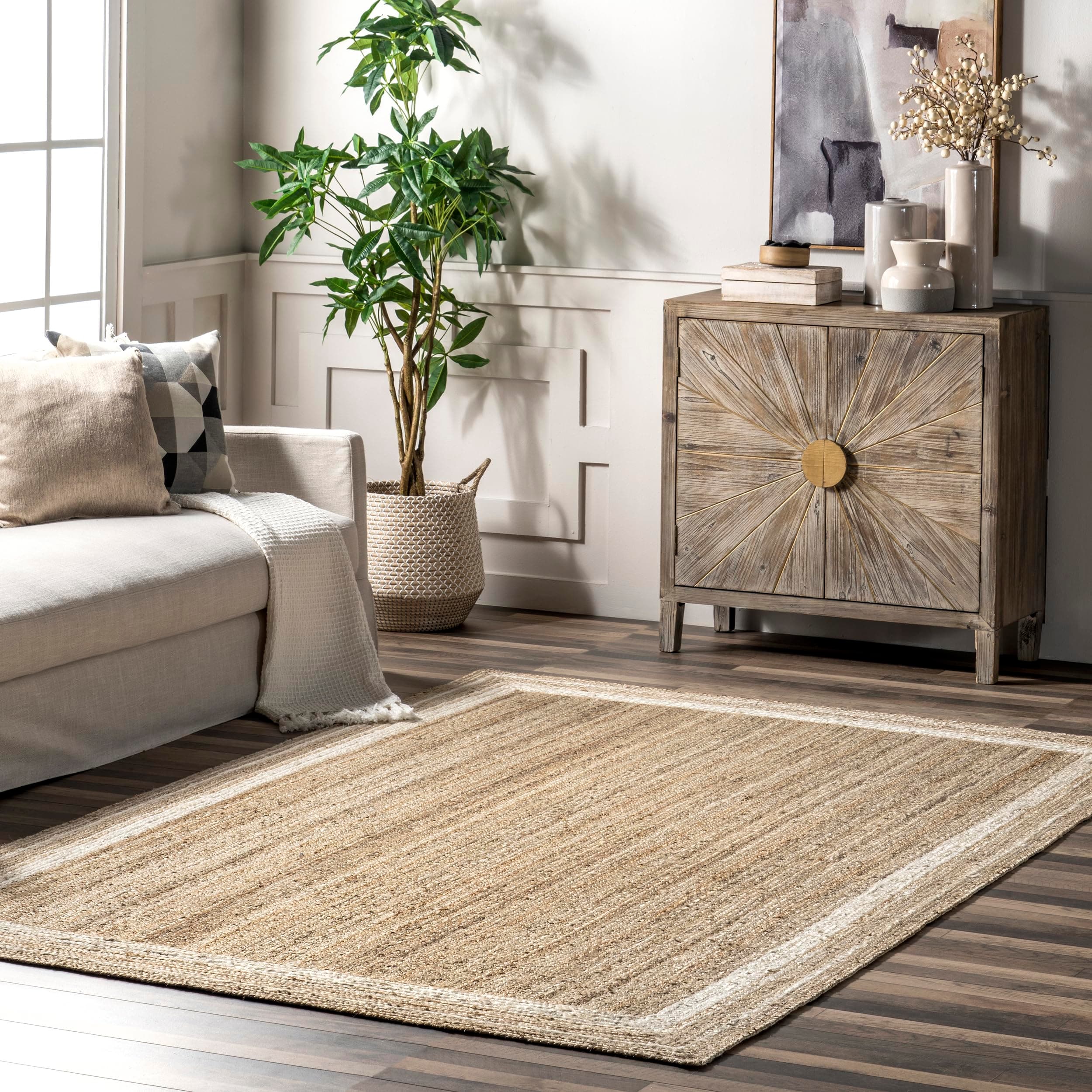 nuLOOM Rikki Coastal Braided Jute Area Rug, 5x8, Off-white