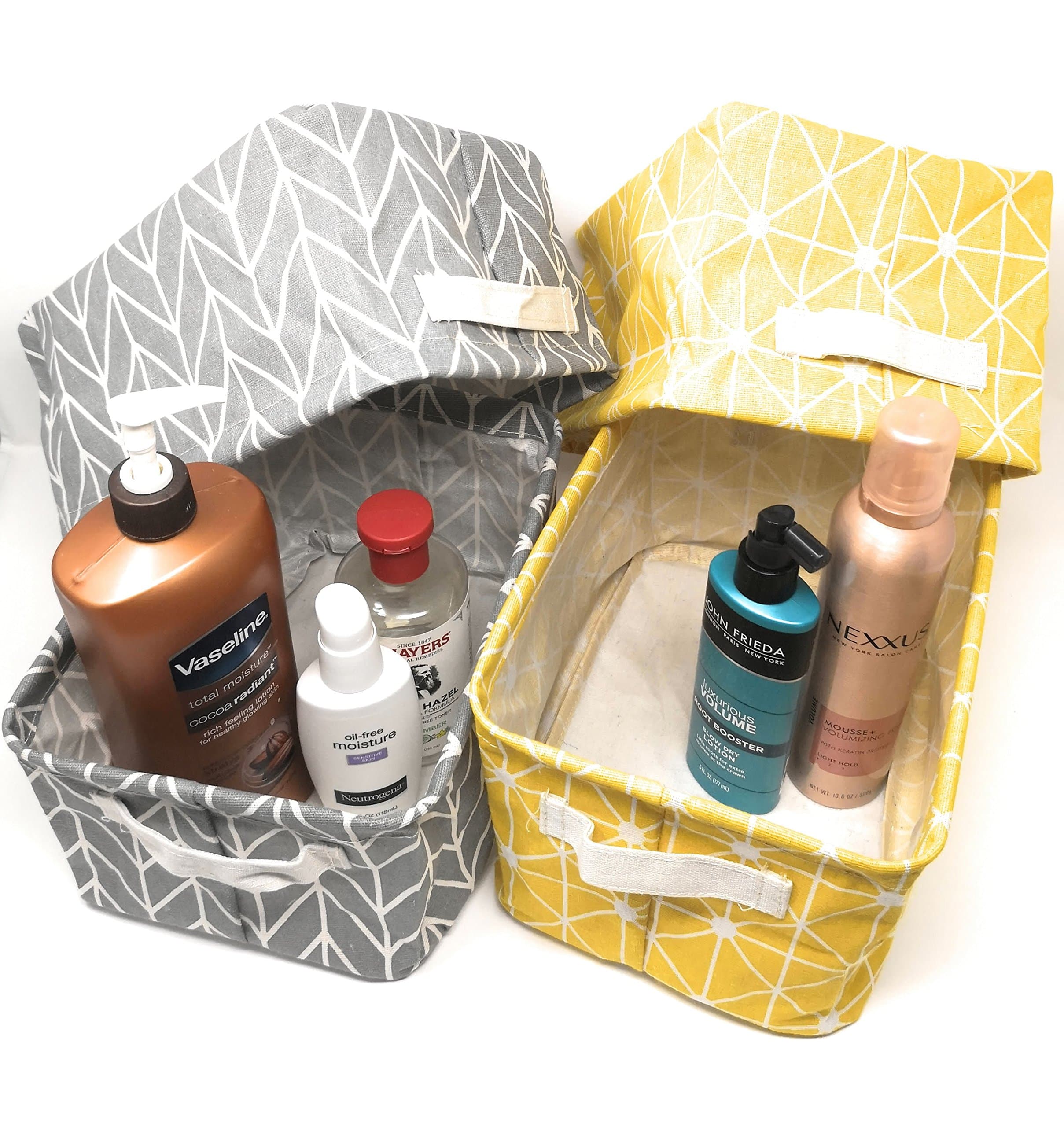 ECOHIP 4-Pack Small Storage Bins Fabric Desk Organizer Baskets Closet Drawer Divider Grey