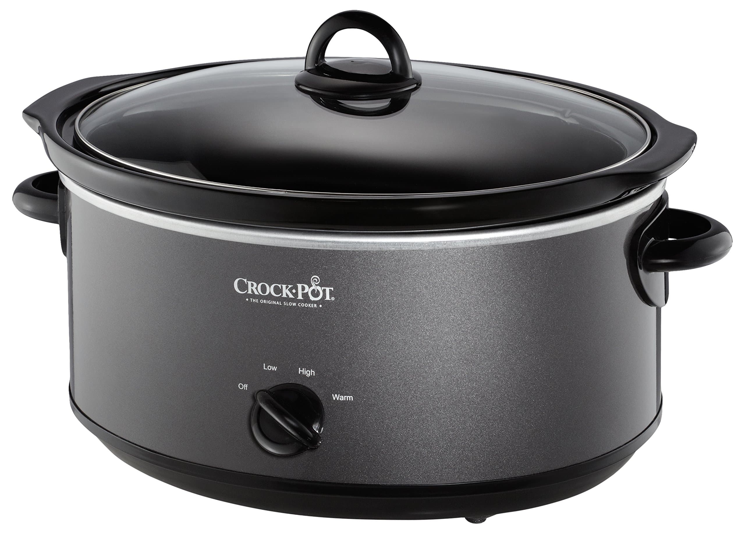 Crock-Pot 7-Quart Manual Slow Cooker, Family Size Serves 8+ People or Fits 6-lb Roast, Removable Stoneware with Warming Setting, Dishwasher Safe for Easy Cleanup, Charcoal