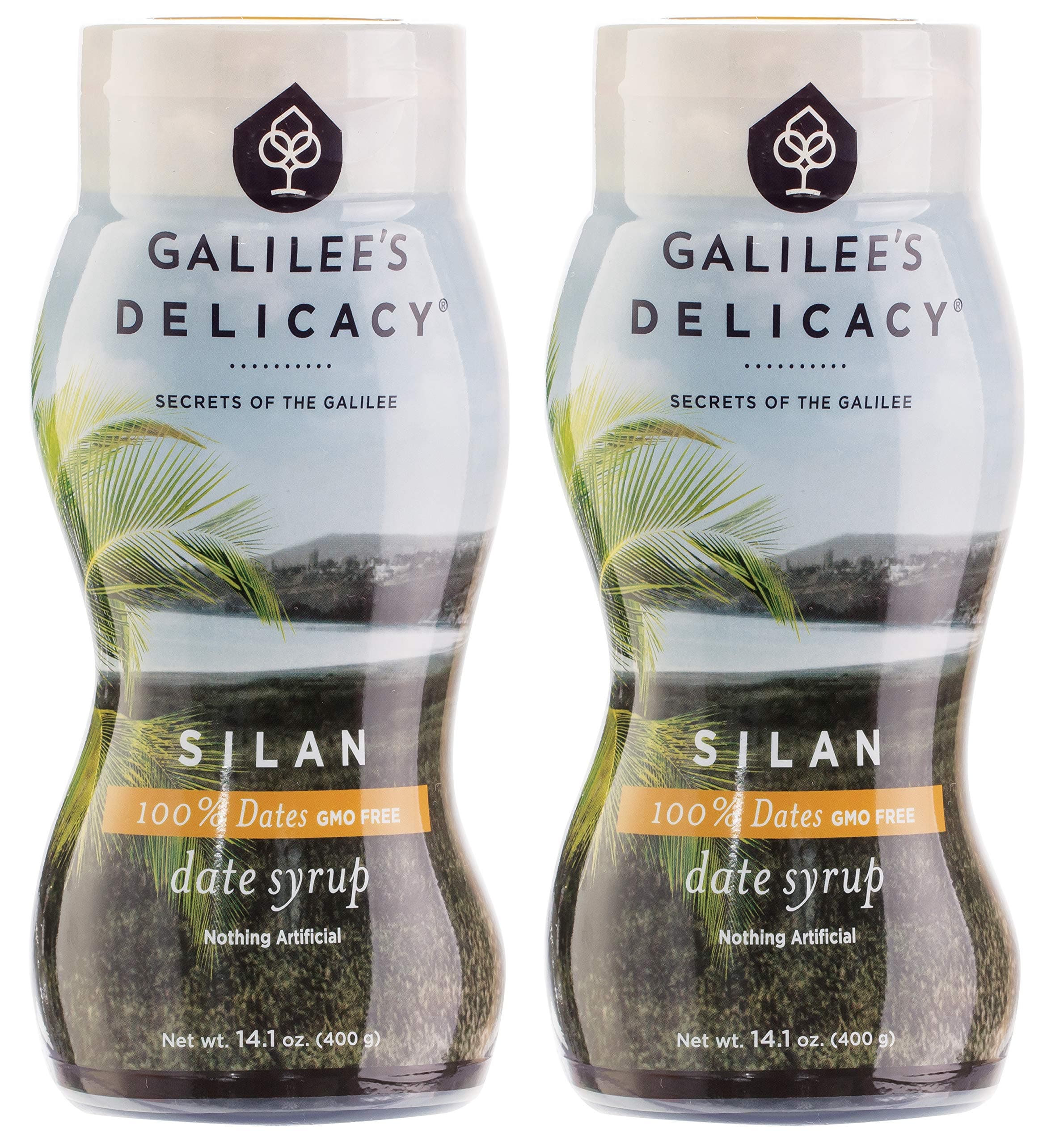 Galiliee's Delicacy Silan, 100% Pure Date Syrup14.1oz (2 Pack) Squeeze Bottle, Non GMO, No Sugar Added, Real Date Honey, Nothing Artificial!