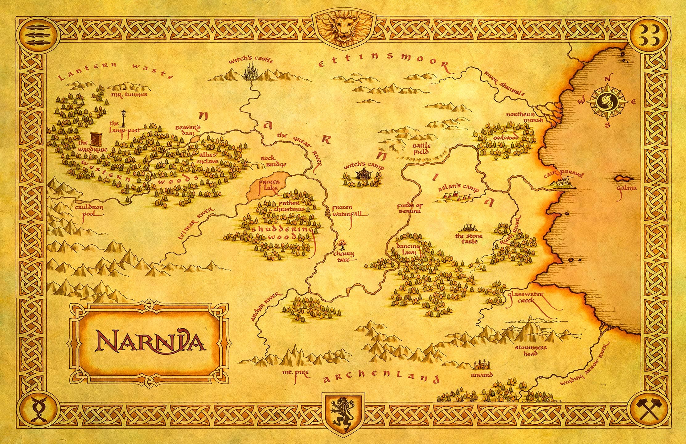 Narnia Map from The Chronicles of Narnia: The Lion, The Witch and The Wardrobe Home Decor Fantasy Poster Print (11x17 inches)