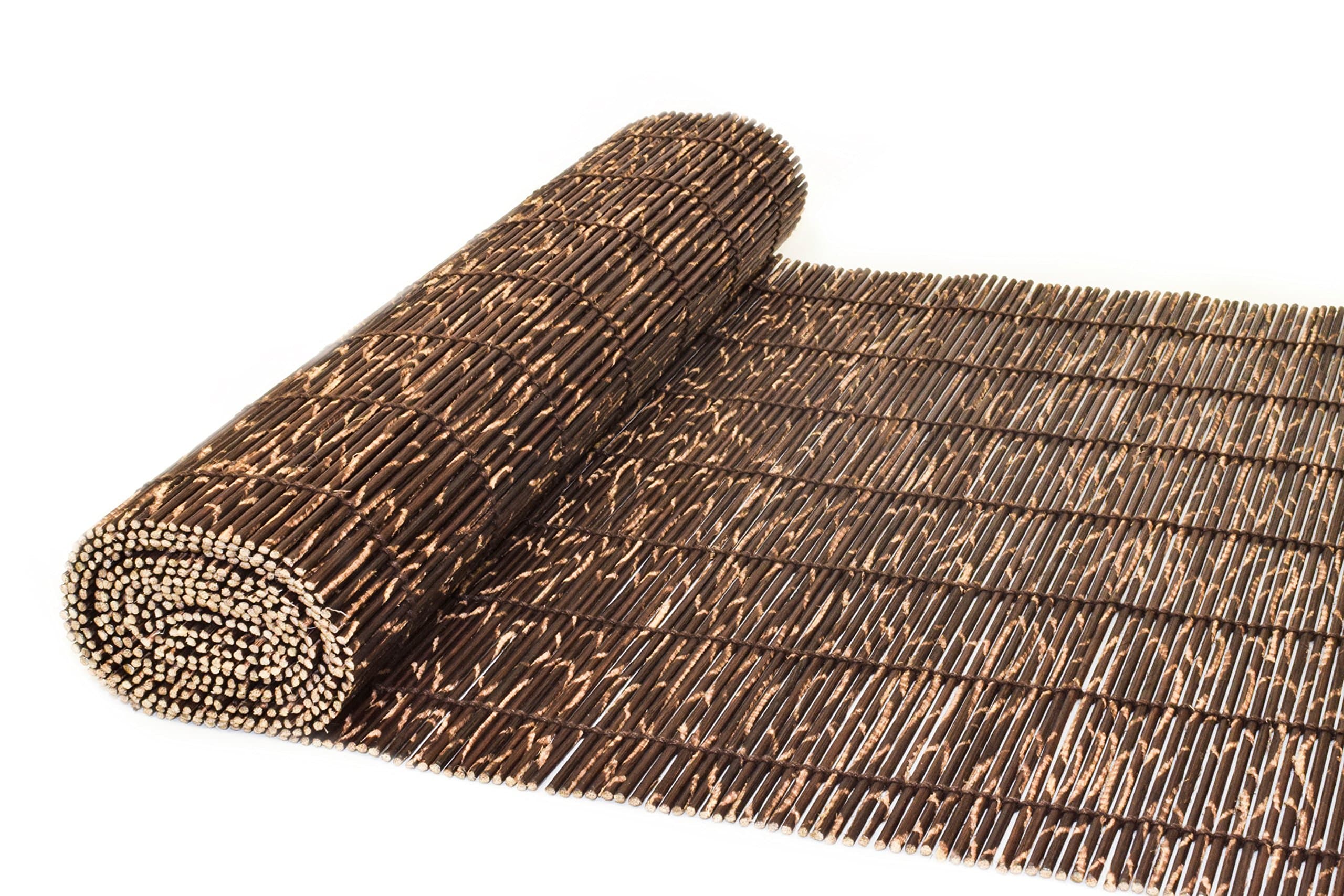 Bamboo Table Runner: 100% Natural Hand Woven Decorative Cover for Dinner and Coffee Table, Eco- Friendly Sustainable Materials, Elegant Style, Wooden Rustic Design (Freckled Brown, 14x108)