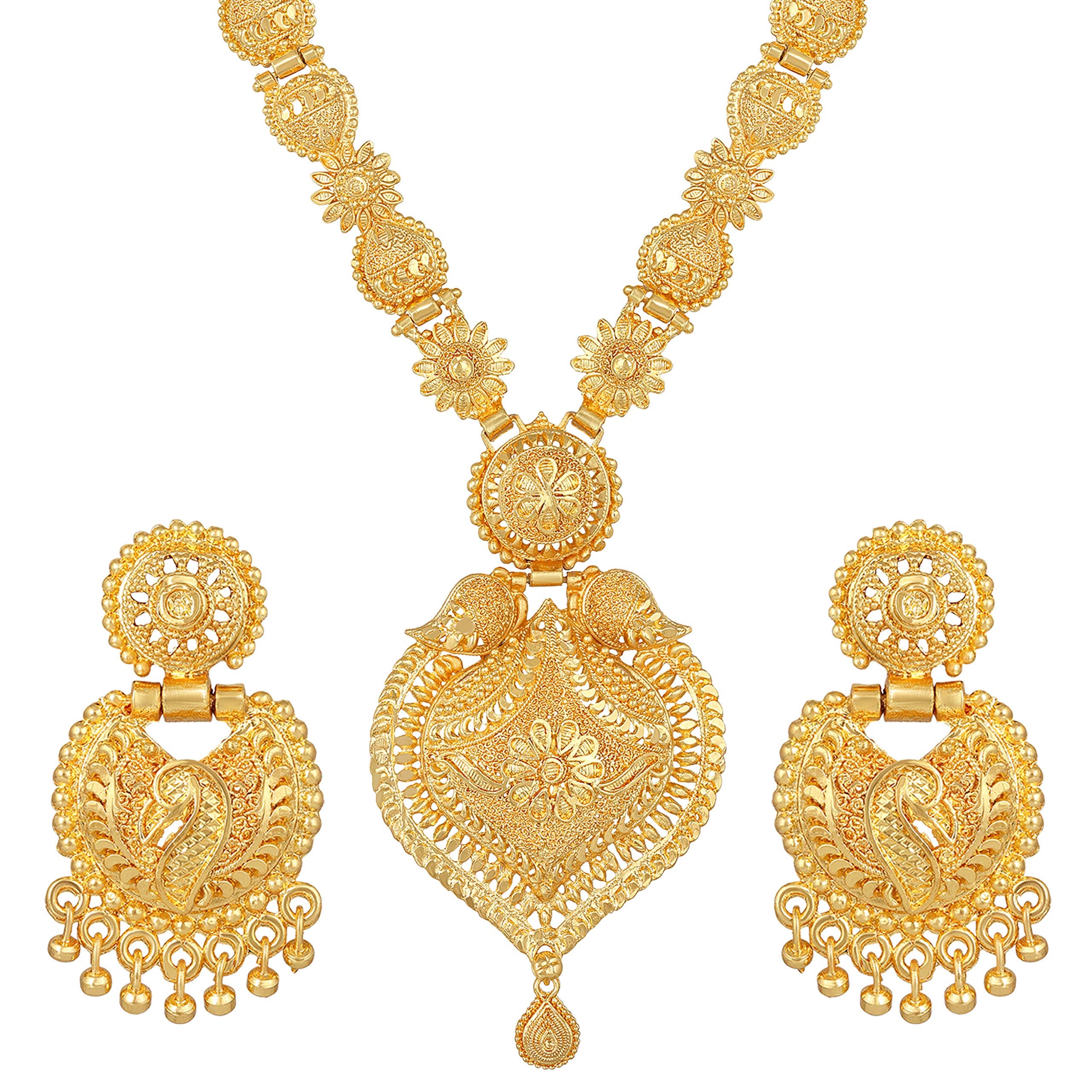 ASMITTA Gold Plated Necklace Set with Earrings, Indian Traditional Bridal Jewellery