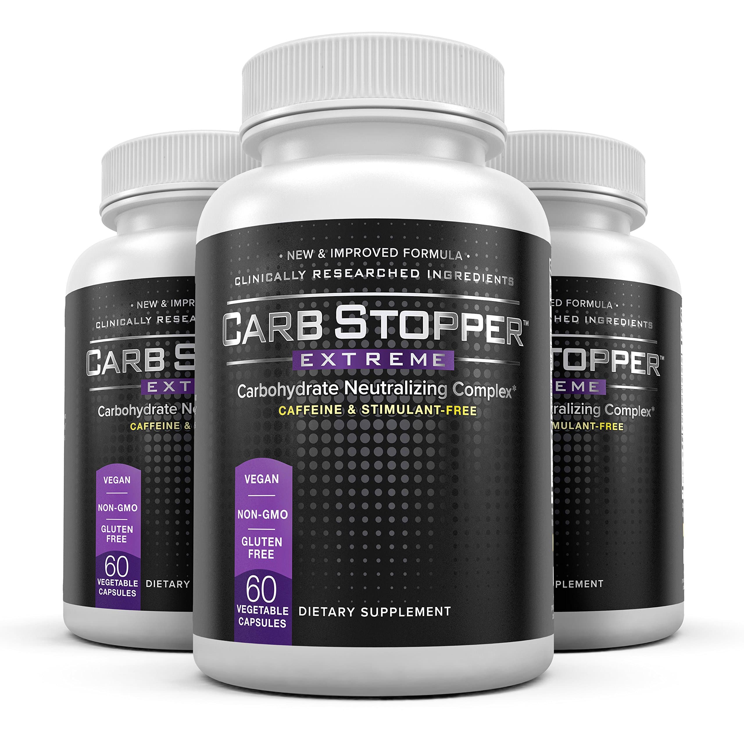 Carb Stopper Extreme (3 Bottles: Powerful Diet Cheat Pill for Natural Weight Loss | Block Carbohydrates & Starches with White Kidney Bean Extract, 180 Capsules