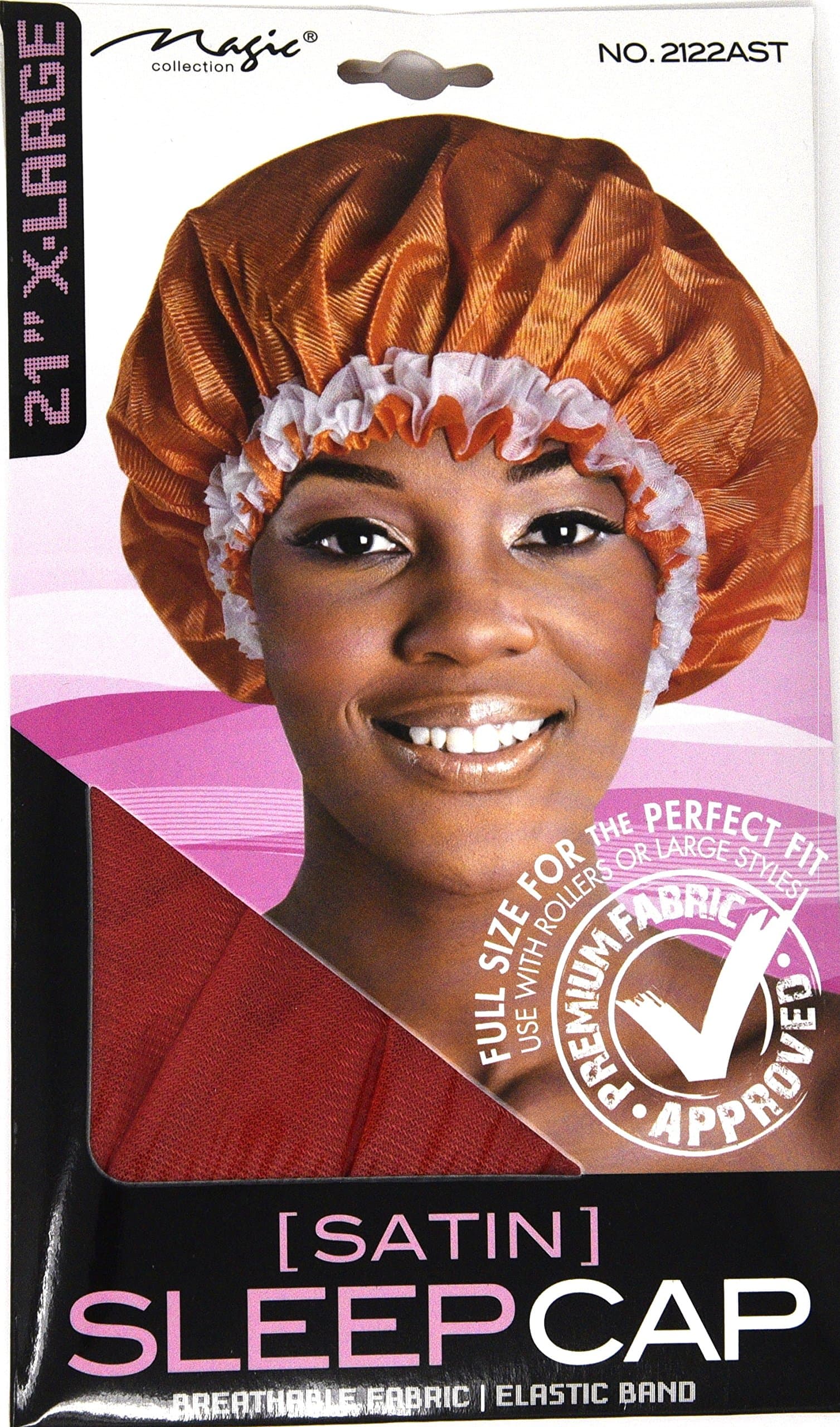 [Magic Collection] 21" Extra Large Elastic Band Satin Sleeping Cap - Red