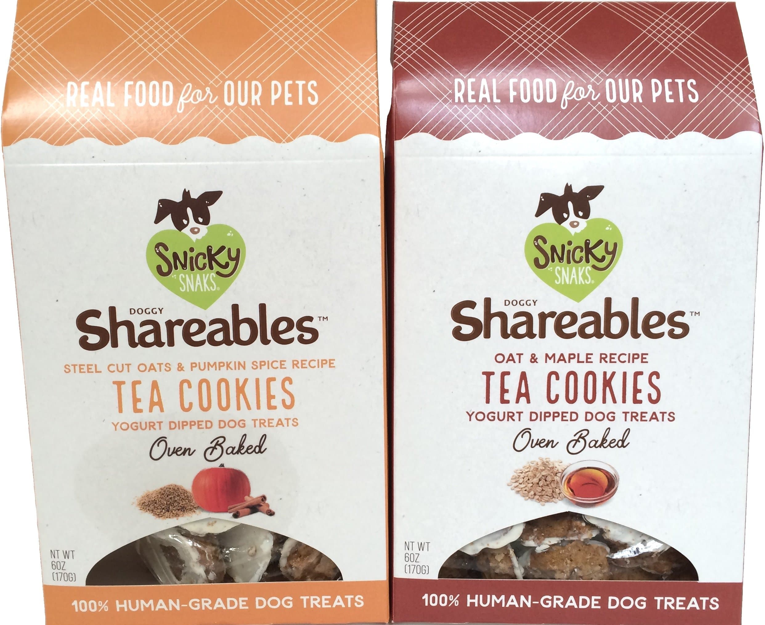 Snicky Snaks Shareables Oven Baked Yogurt Dipped Tea Cookies Dog Treats Variety Bundle, Steel Cut Oats with Pumpkin Spice and Oat with Maple