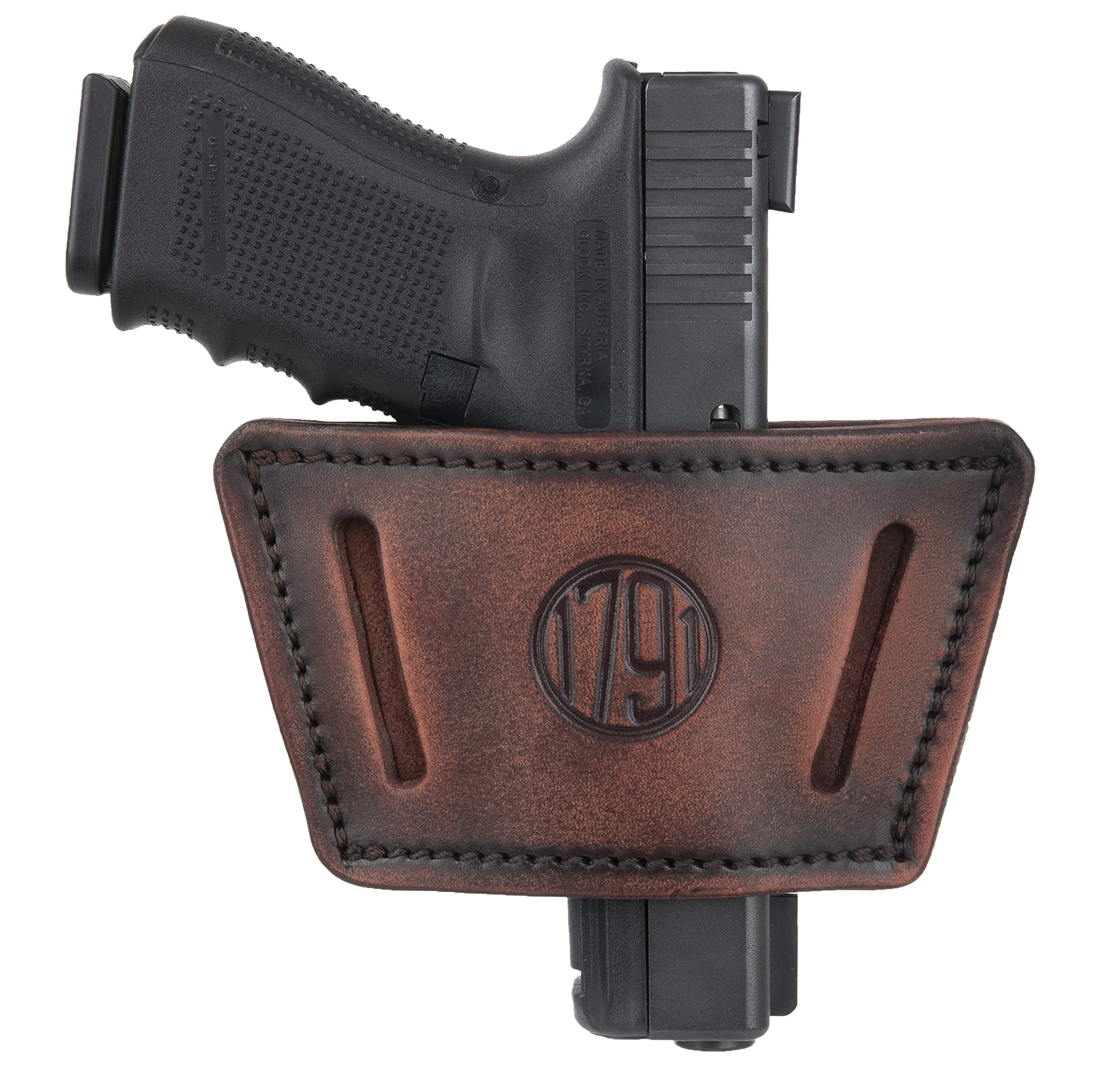 1791 Universal Leather Gun Holster, OWB/IWB CCW Holster, Right and Left Handed - Fits Glock, HK, SIG Walther