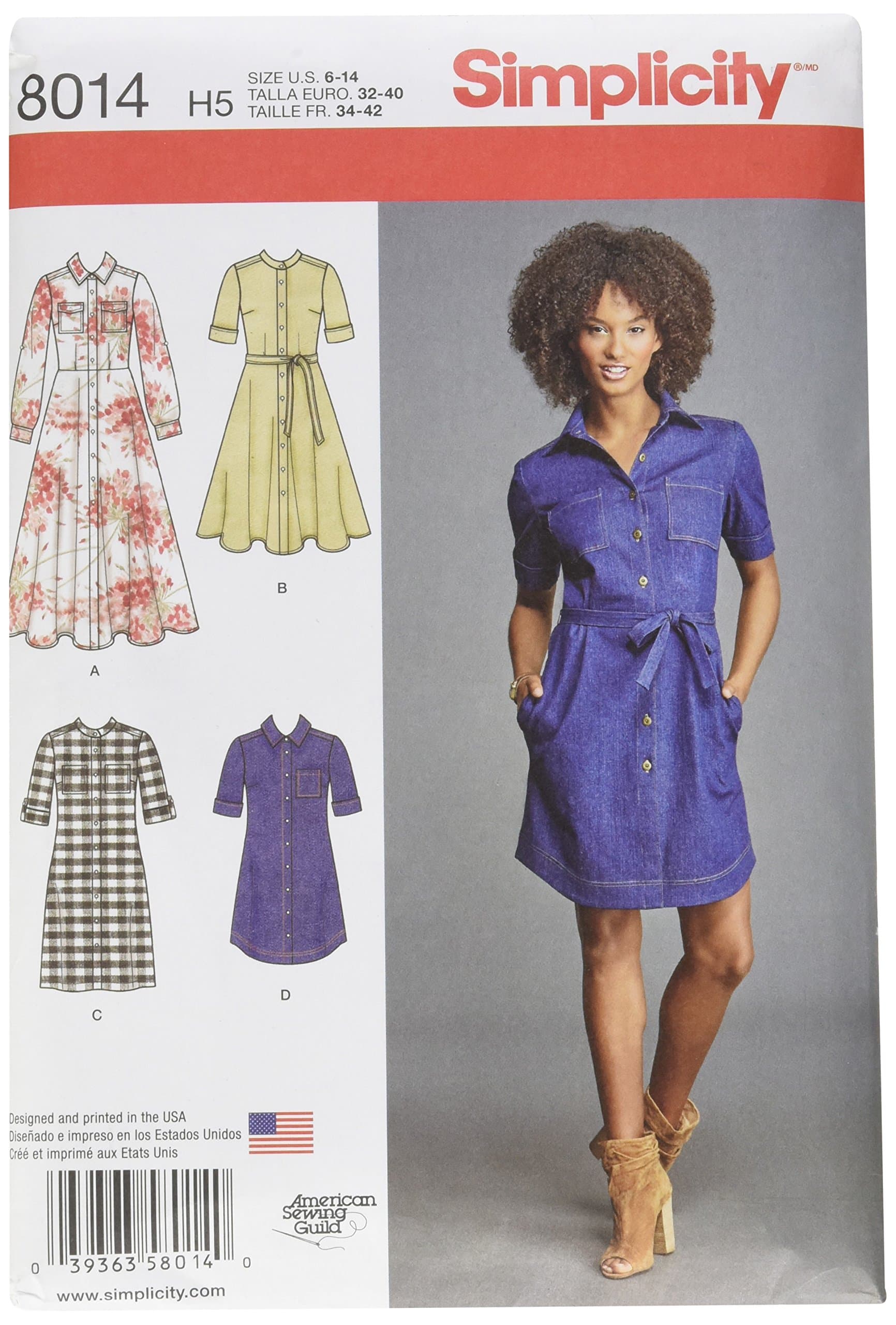 8014 Women's Shirt Dress Sewing Patterns, Sizes 6-14