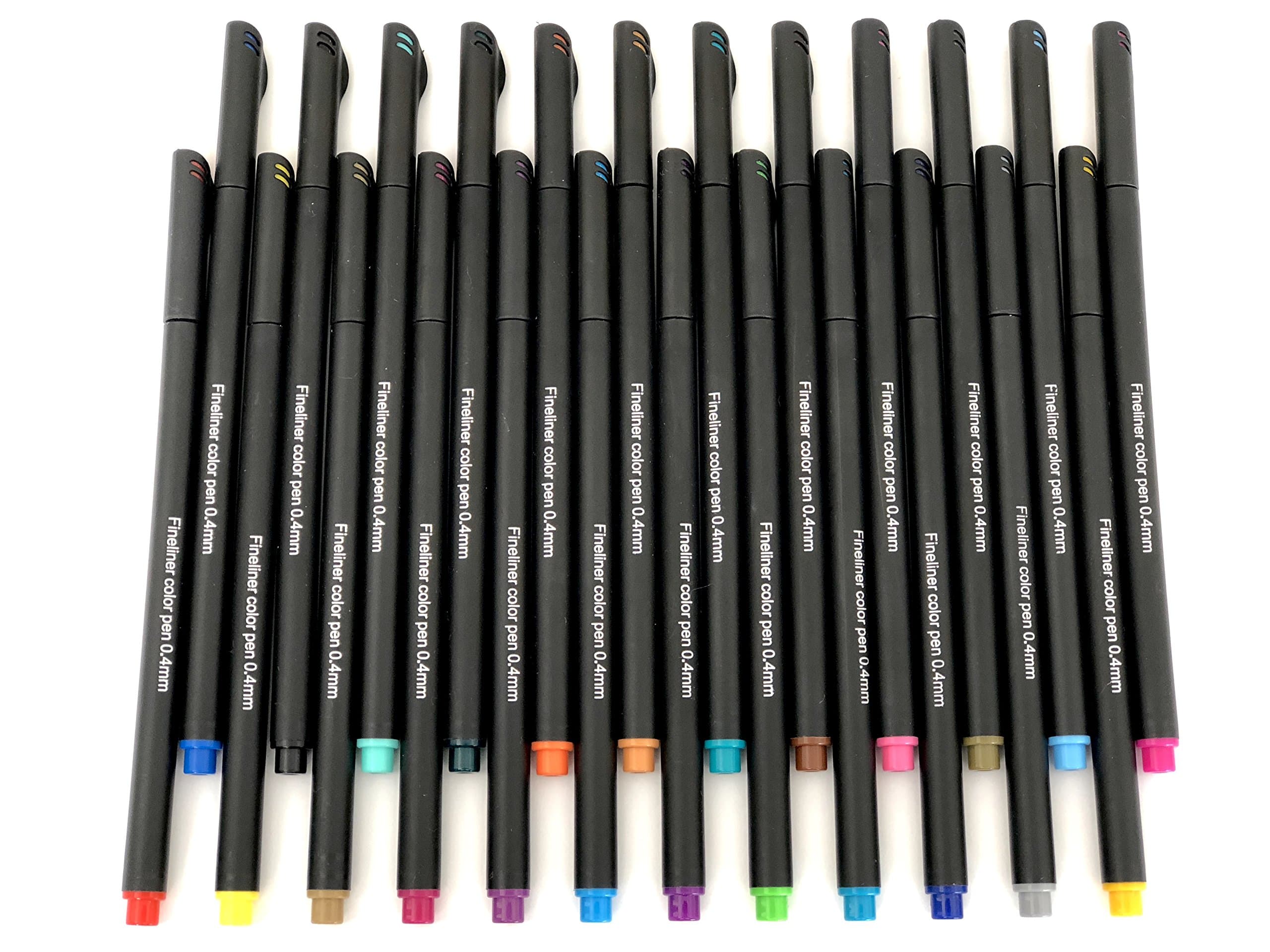 Bullet Journal Pens No Bleed - Set of 24-0.4mm Fine Tip Markers - 24 Vivid Colors - Minimal Bleed - Best for Bullet Journal - Art Fineliner Pen Set with Box for Carrying - By Hieno Supplies