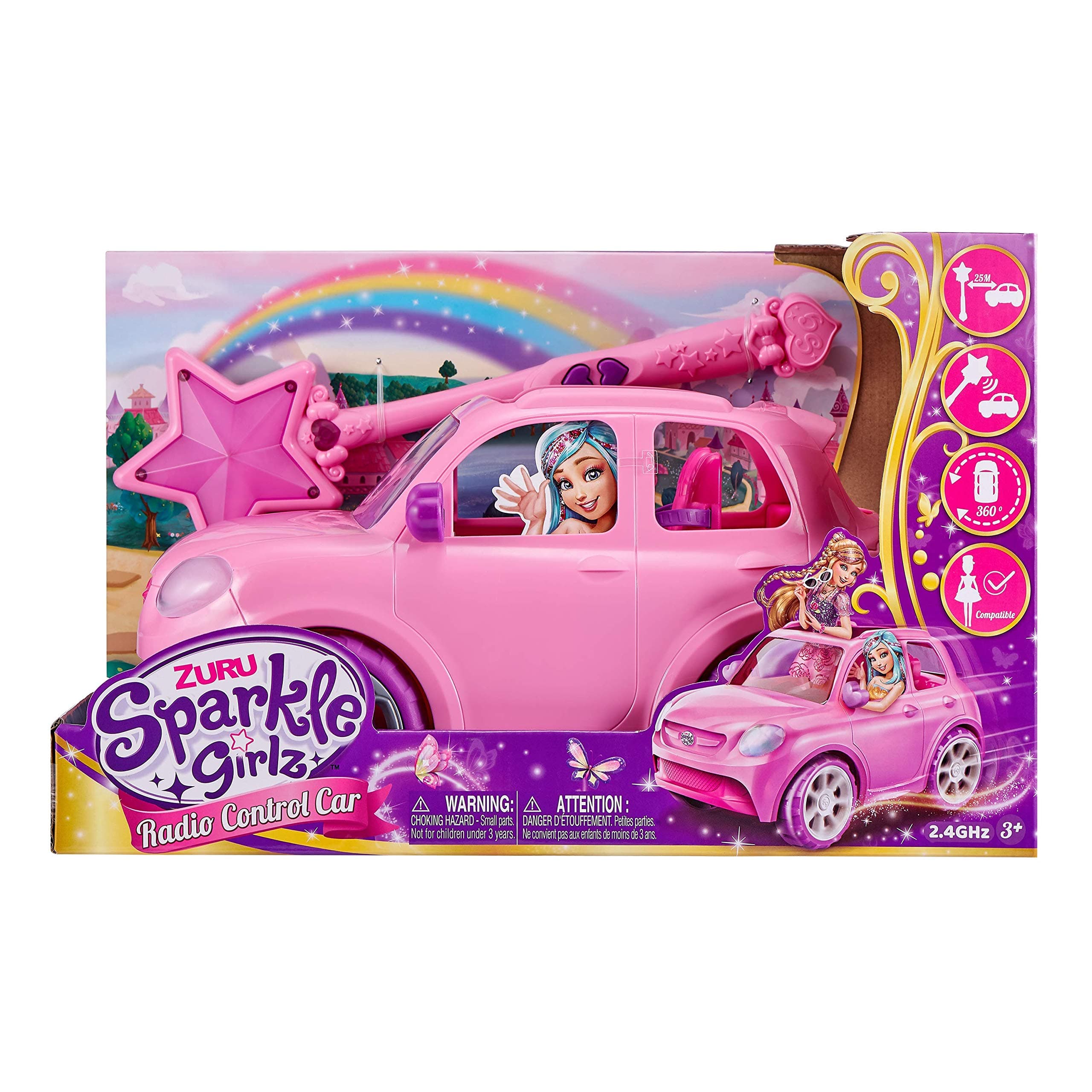 Sparkle Girlz by Zuru Radio Controlled Car with Wand Remote and 360 Degree Control, Pink