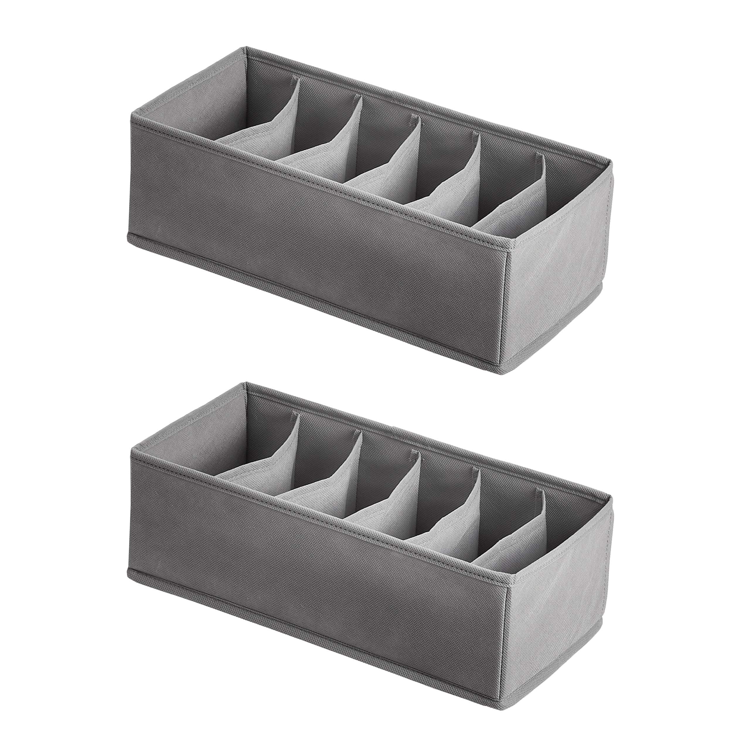 Amazon Basics Underwear Drawer Organizer Dividers for Closet Organization and Storage, Fits Perfectly in Dresser, 2-Pack, Gray | Pack of 2