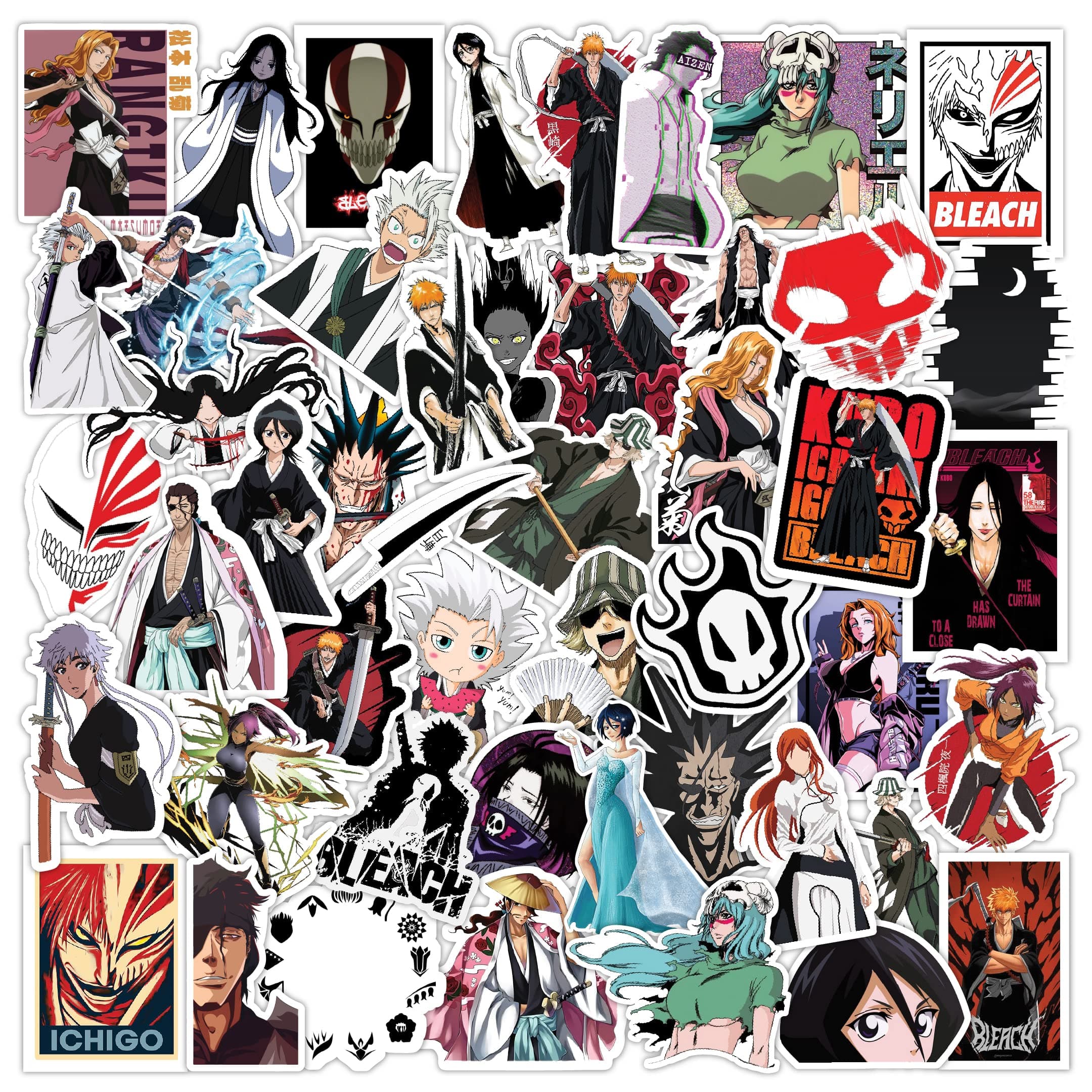 Pack of 54 Anime Aesthetic Vinyl Stickers for Laptop, Journal, Bike Helmet, Diary, Guitar, Mobile Case - Waterproof Residue Free Stickers, self-adhesive, 3 inch