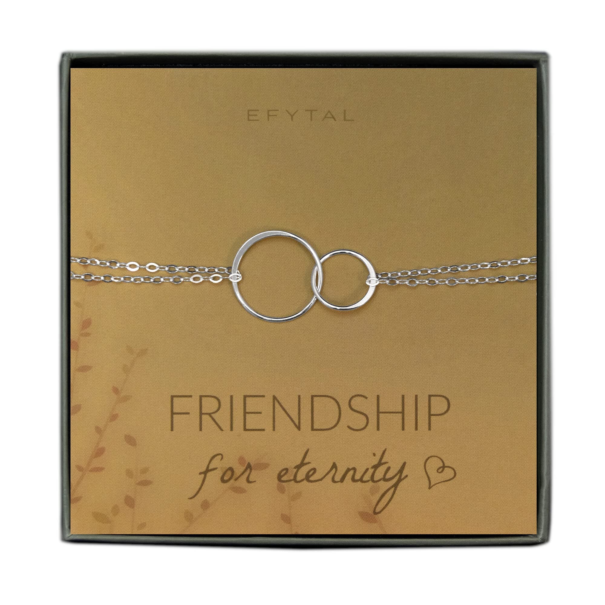 EFYTALFriendship Gifts, Sterling Silver 2 Circle Friendship Bracelet, Infinity Circles Gift For Best Friend, Friends Forever Jewelry