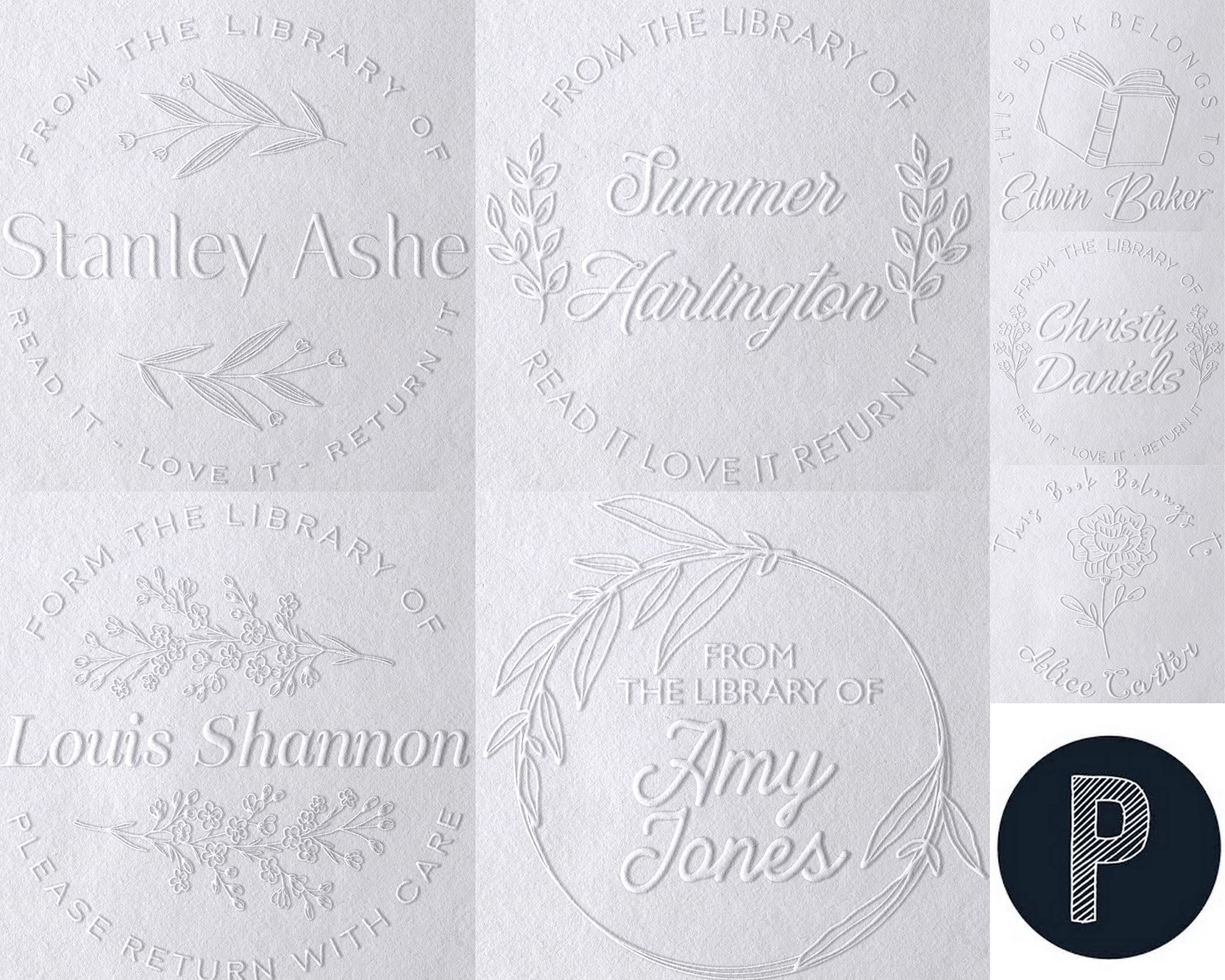 from The Library of Book Embosser Custom Personalized This Book Belongs to Ex Libris Book Lover Gift 1 5/8" (Style 2)