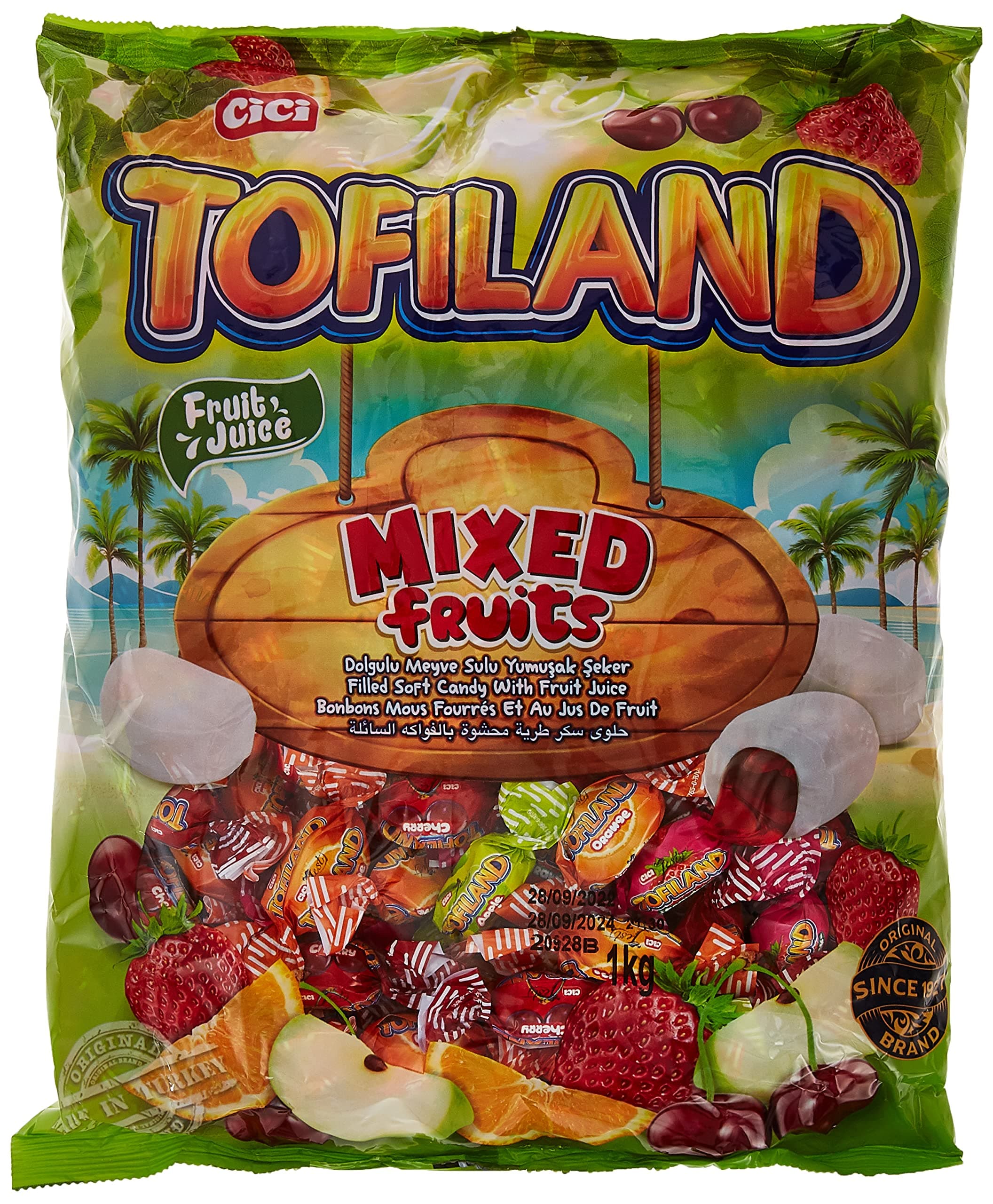 Cici Tofiland Center Filled Mix Fruit Candy, 1 Kg