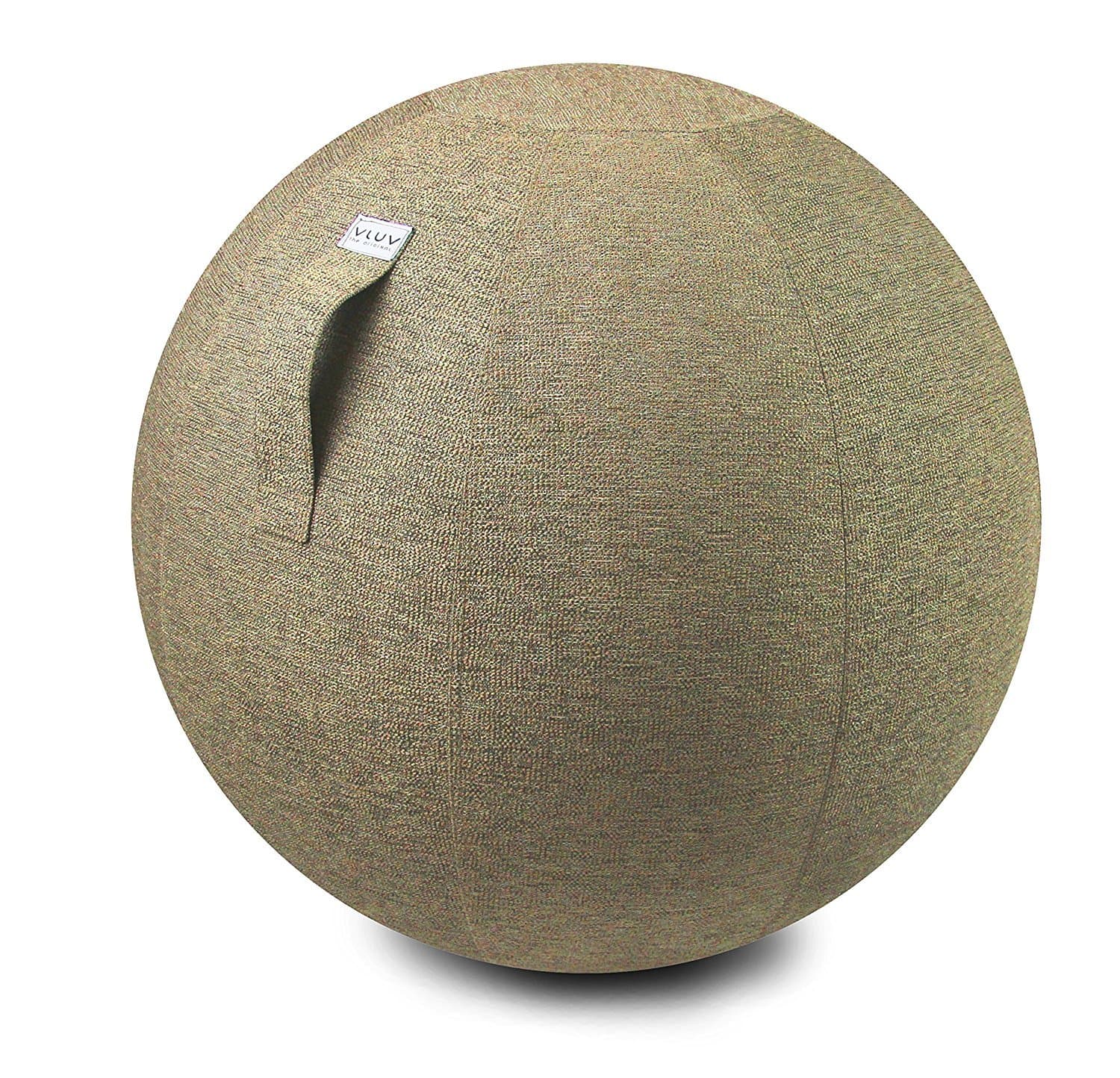 VLUVSTOV Premium Quality Self-Standing Sitting Ball with Handle - Home or Office Chair and Exercise Ball for Yoga, Back Stretching, or Gym- Upholstery Fabric Stability Ball (Pebble, 25.6")