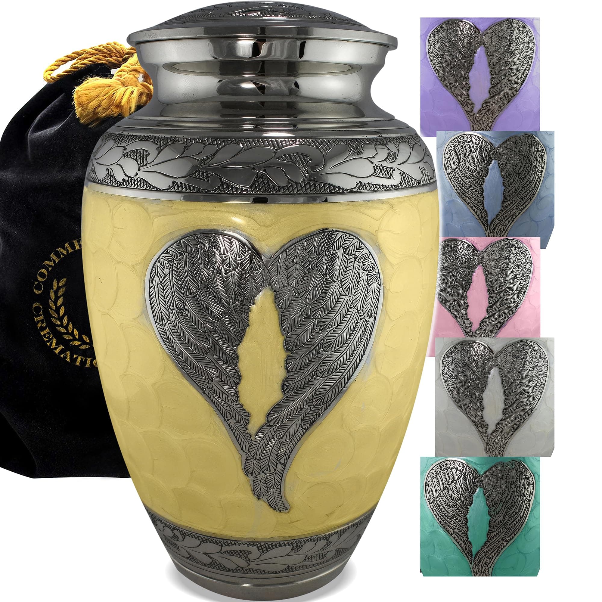 Commemorative Cremation Urns for Human Ashes Adult Female Cremation Urn for Ashes for Women - Personalized Decorative Urns - Beautifully Handcrafted Urn for Women (Large Yellow Angel)