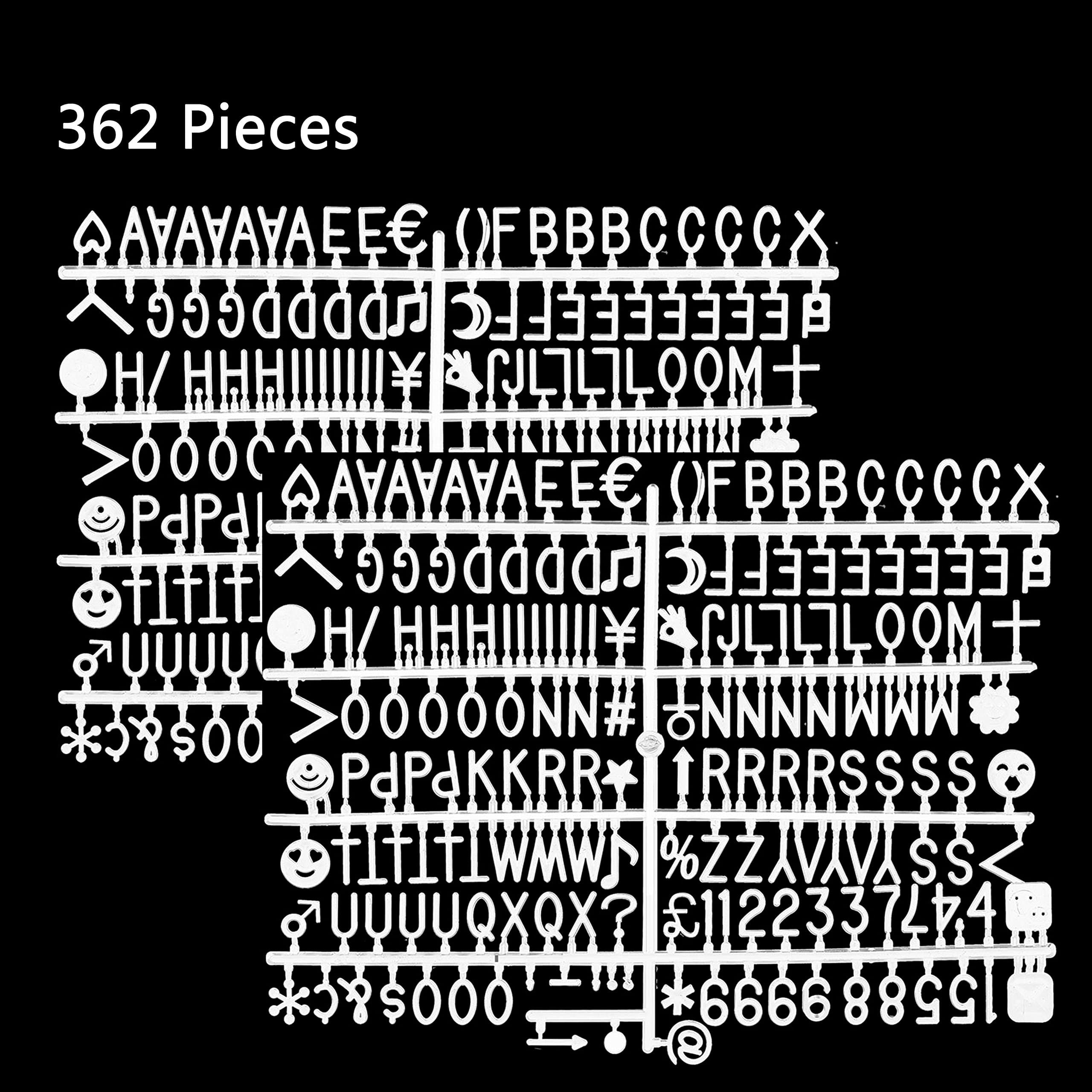 Letter Set for Felt Letter Board - 362 Letters, Numbers and Symbols for Changeable Letter Boards - Multiple Colors and Size's Available (3/4" White)