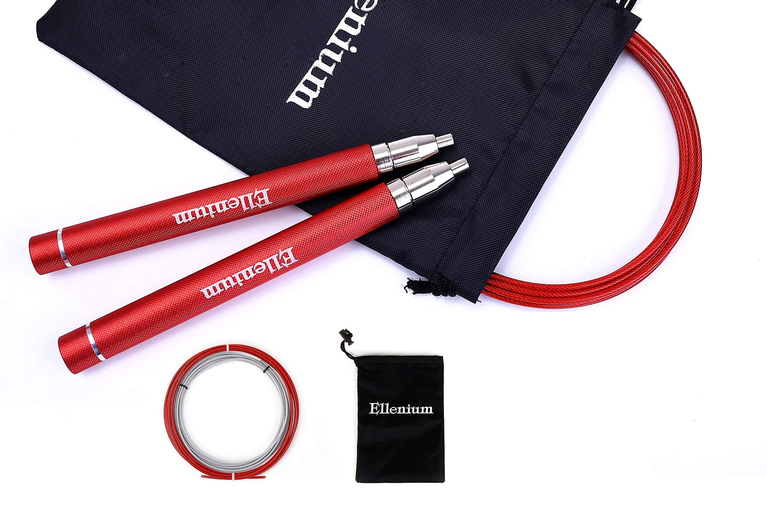 High Speed Jump Rope - Premium Quality Self-locking Adjustable Boxing Speed Rope, Fast & Smooth, Anti-slip Handles | Boxing, MMA, Double Unders, Rx WODs, Fitness Workouts by Ellenium
