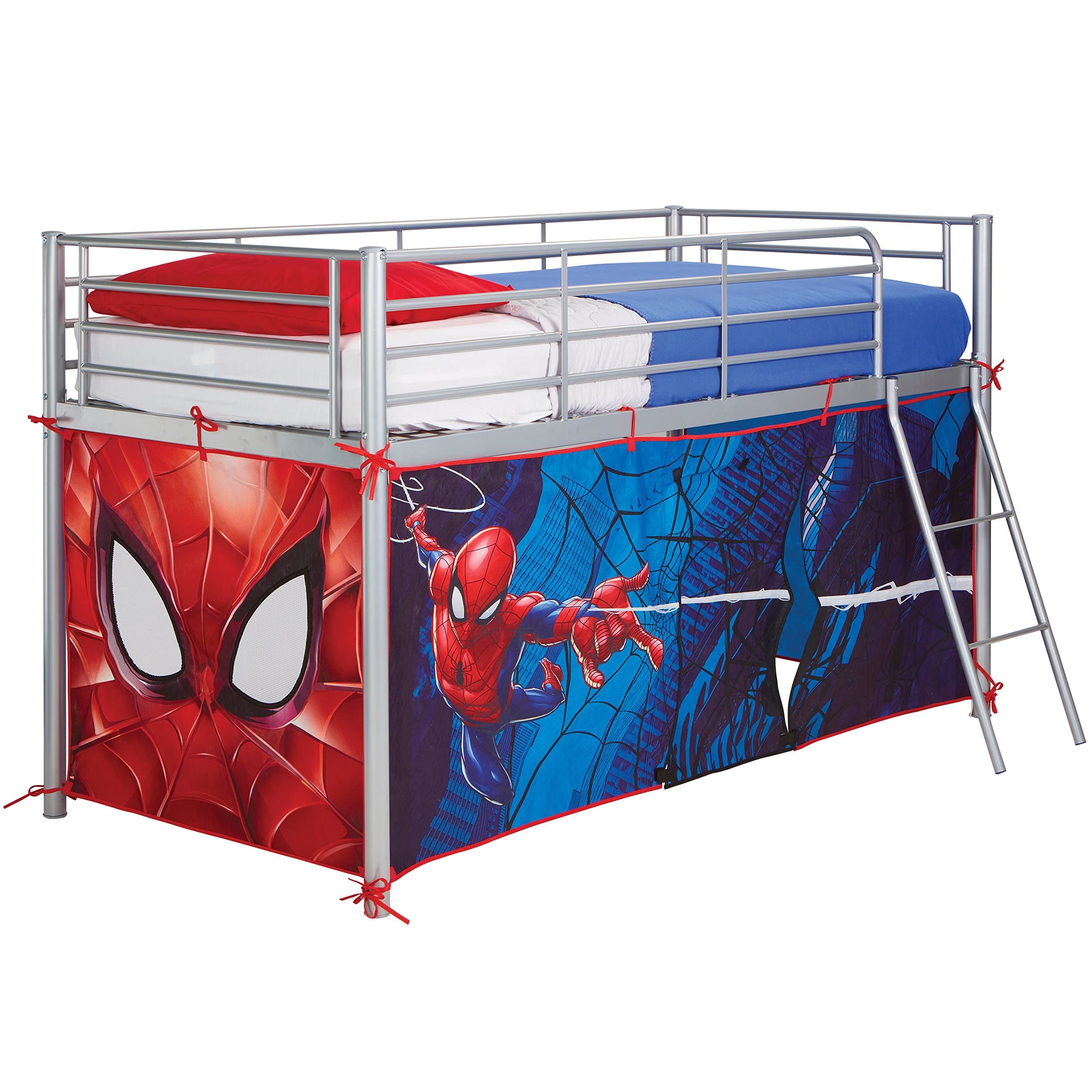 Worlds Apart Marvel Spiderman Midsleeper Bed Tent by HelloHome, Red, 80 x 190 x 90 cm