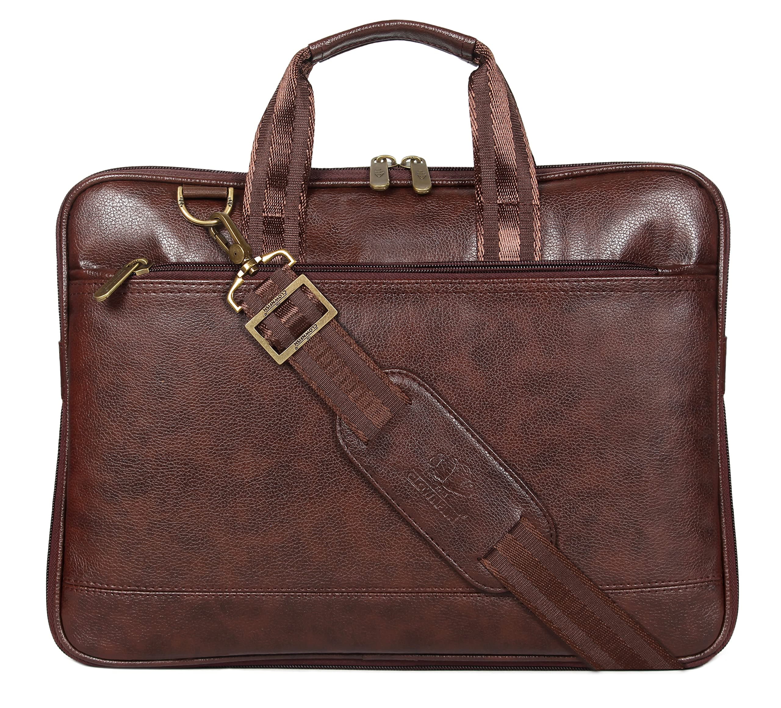 Sponsored Ad - The Clownfish Vegan Leather 10 Ltrs Unisex 14 inch Formal Laptop Briefcase (Dark Brown)