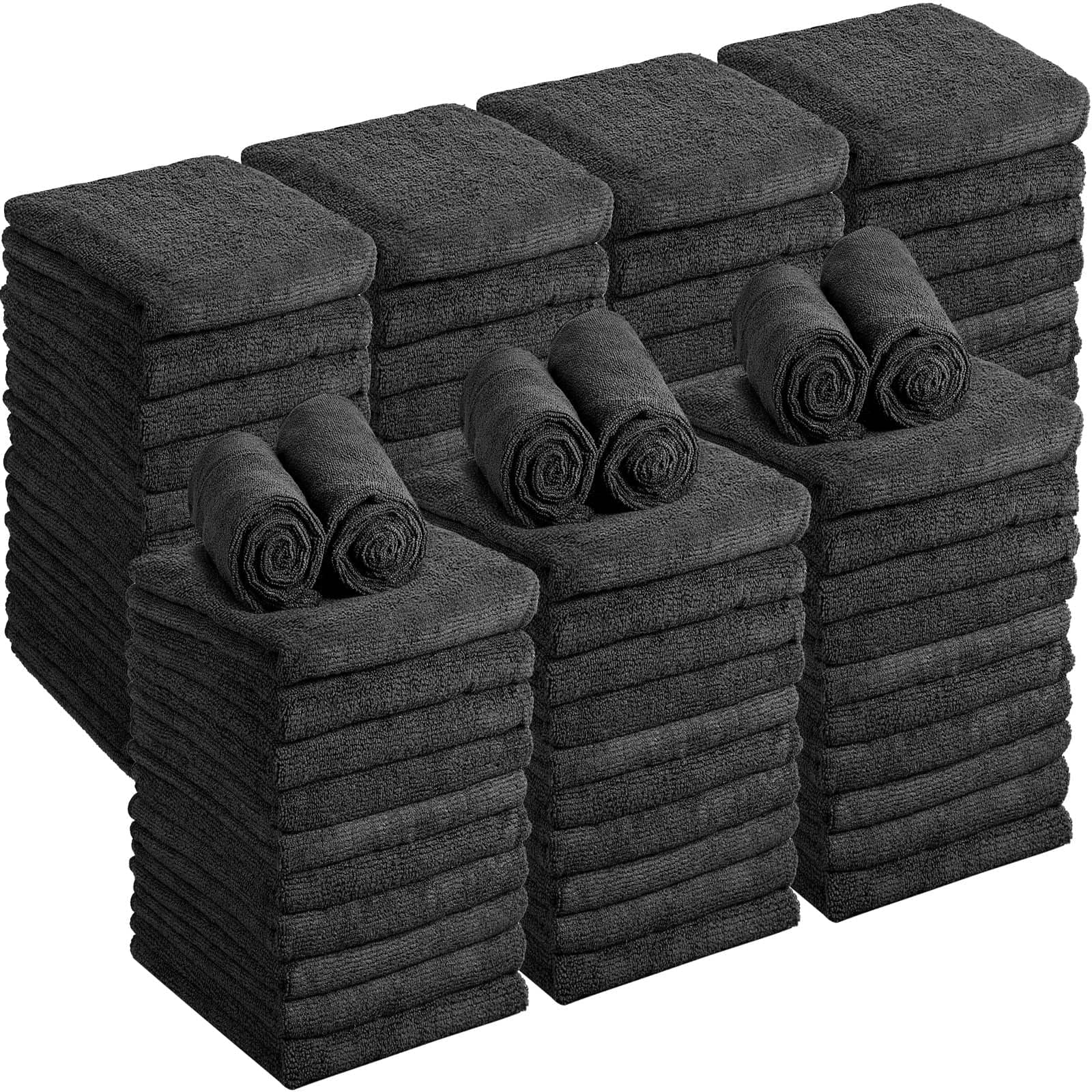 48 Packs of Bleach Proof Towels Microfiber Absorbent Salon Towels Bleach Resistant Salon Hand Towels for Gym, Bath, Spa, Shaving, Shampoo, Home Hair Drying, 16 x 28 Inches (Black)
