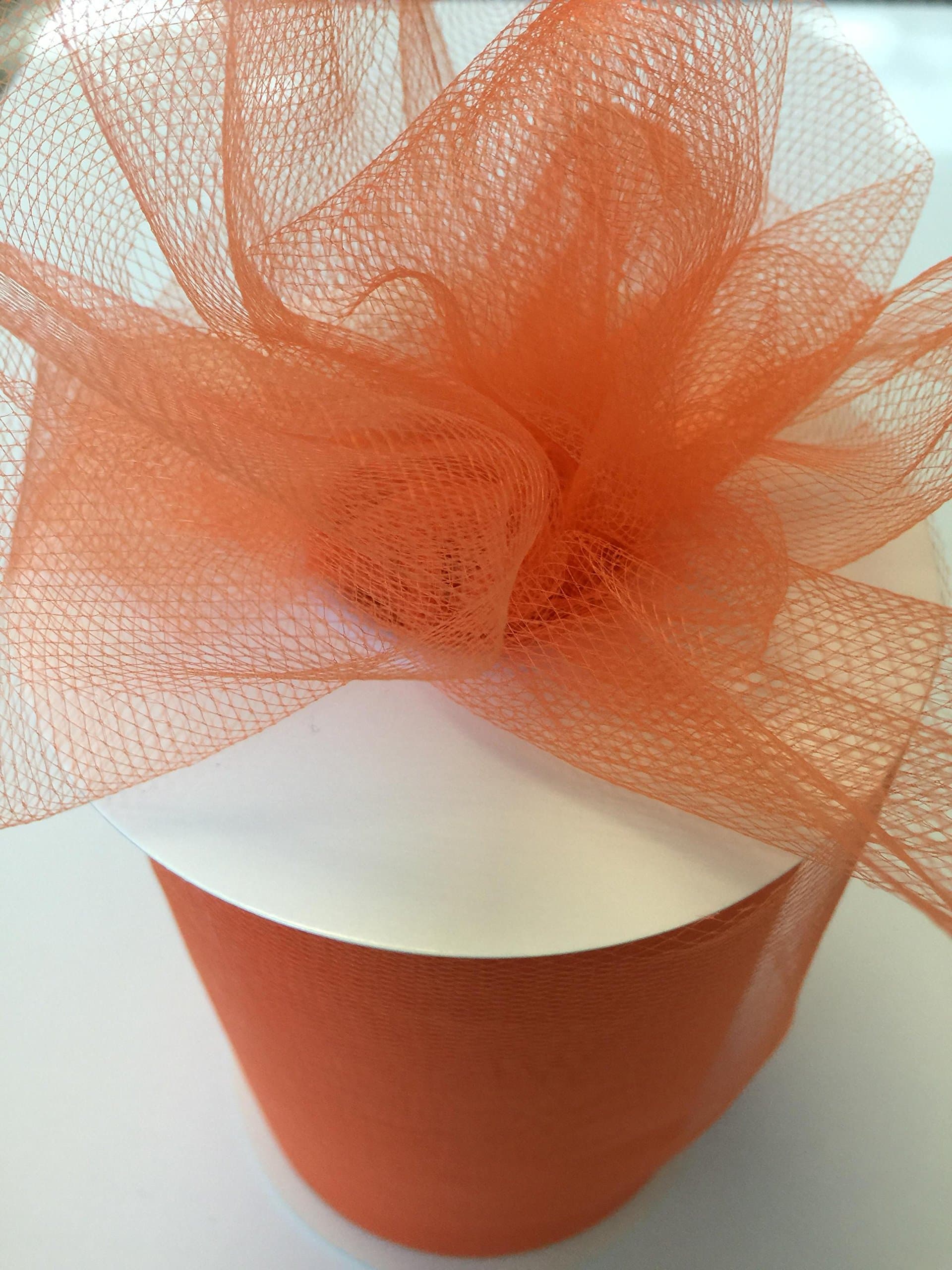 Tulle Fabric Spool/Roll 6 inch x 100 Yards (300 feet), 34 Colors Available, On Sale Now! (Orange)