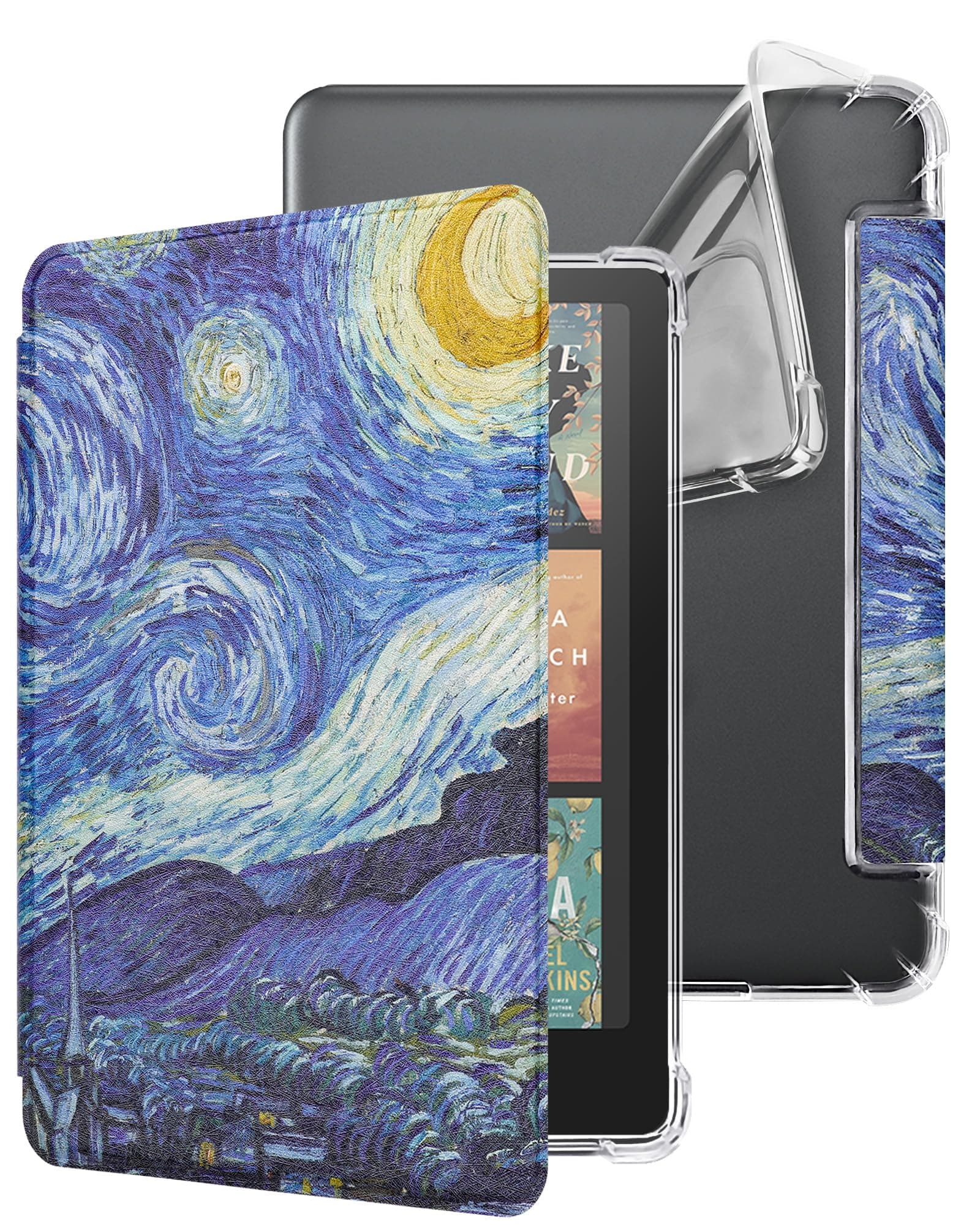 WALNEW Case for 7" Kindle Paperwhite 12th Generation 2024 and Kindle Colorsoft Signature Edition, Clear Soft TPU Back Protective Cover for 2024 Kindle Paperwhite (STARRYNIGHT)