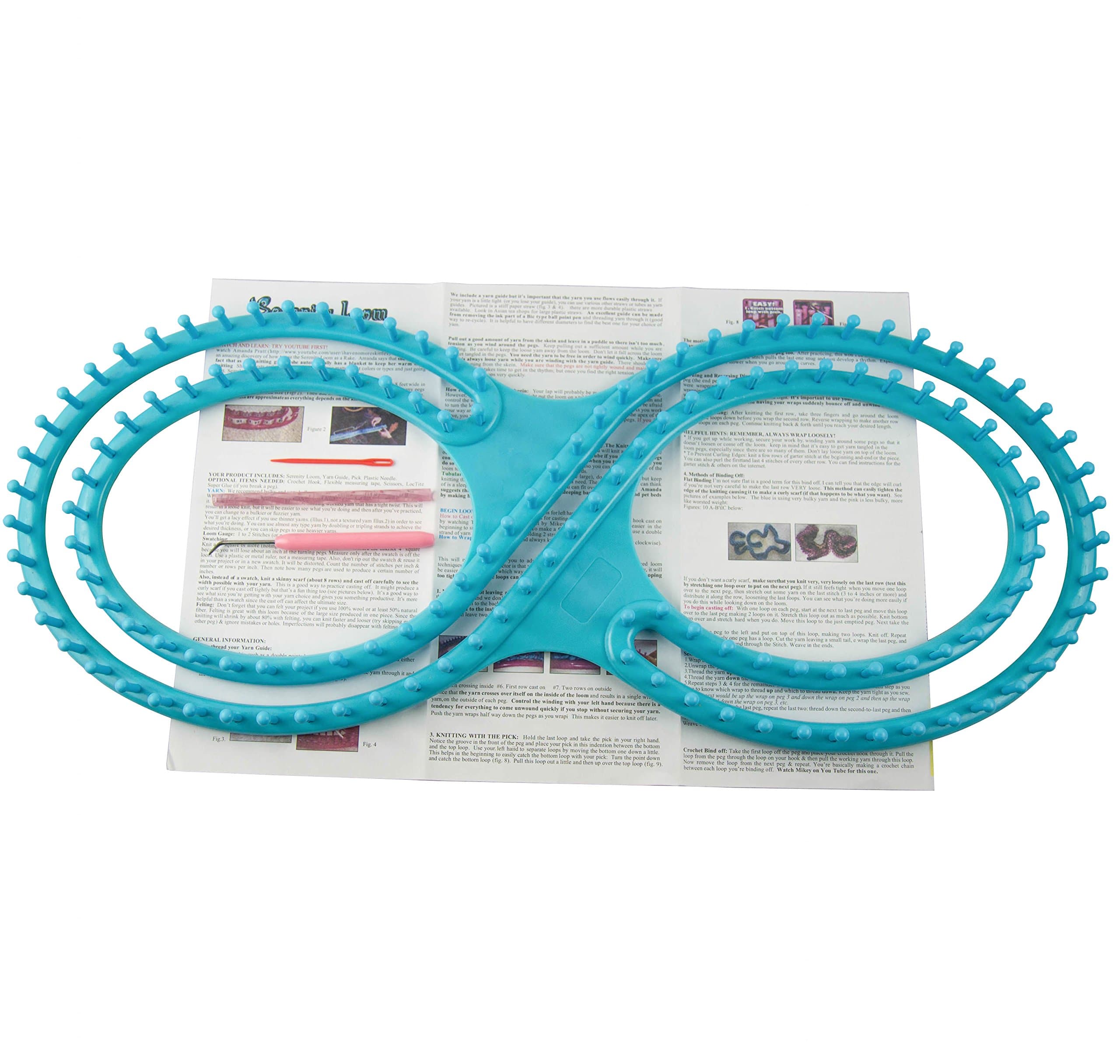 Frola 55" Wide Afghan Loom Knitting Board Weave Loom Kit with Instructions and 3 Projects(Blue)