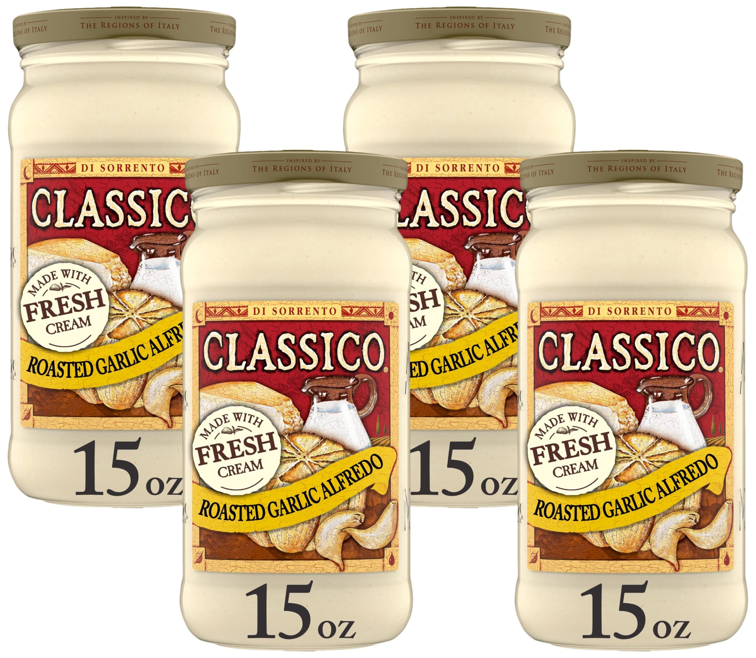 Classico Roasted Garlic Alfredo Pasta Sauce (15 oz Jar) (Pack of 4)
