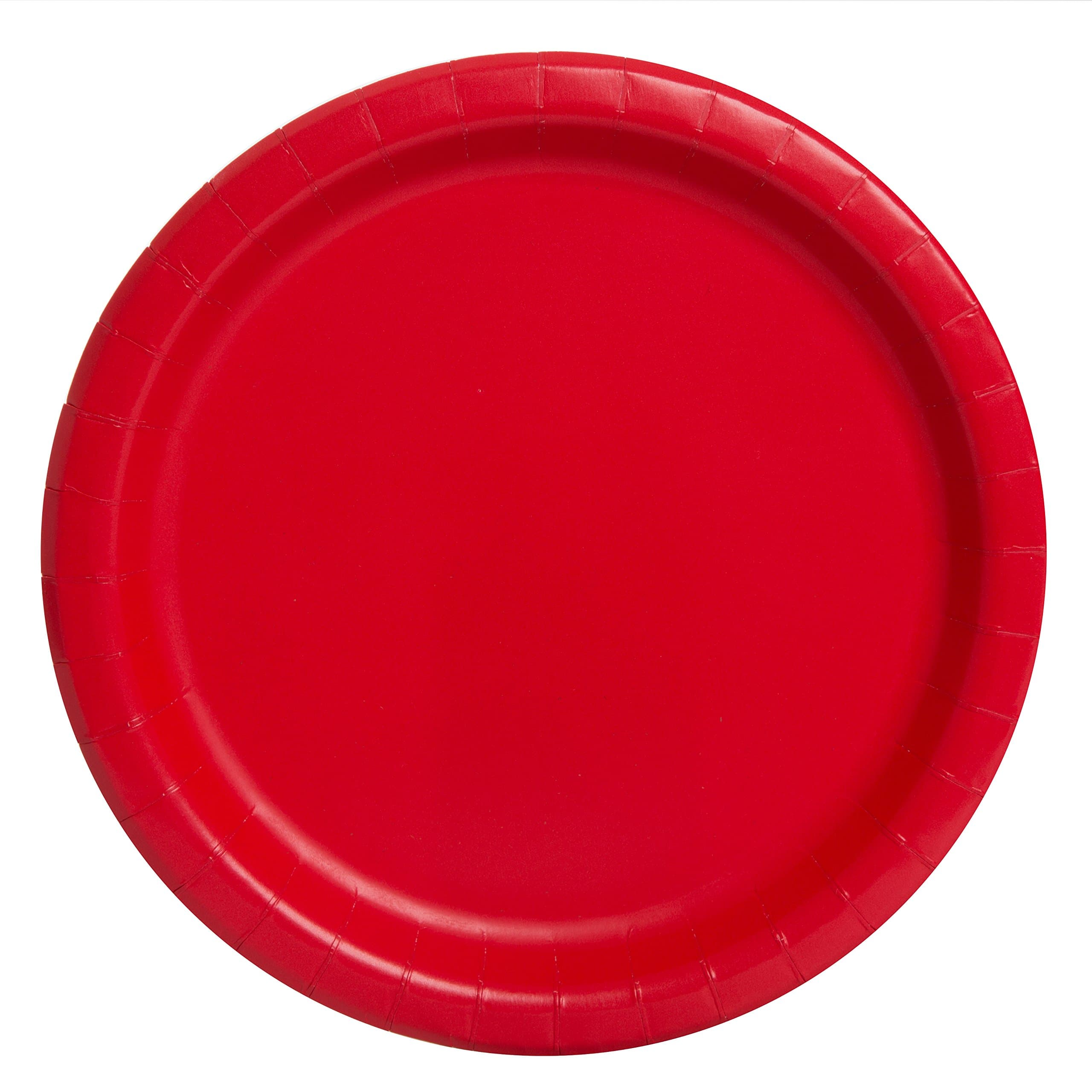 Solid Ruby Red Round Paper Dinner Plates (22cm) 16 Count - Sturdy & Elegant for Parties and Events