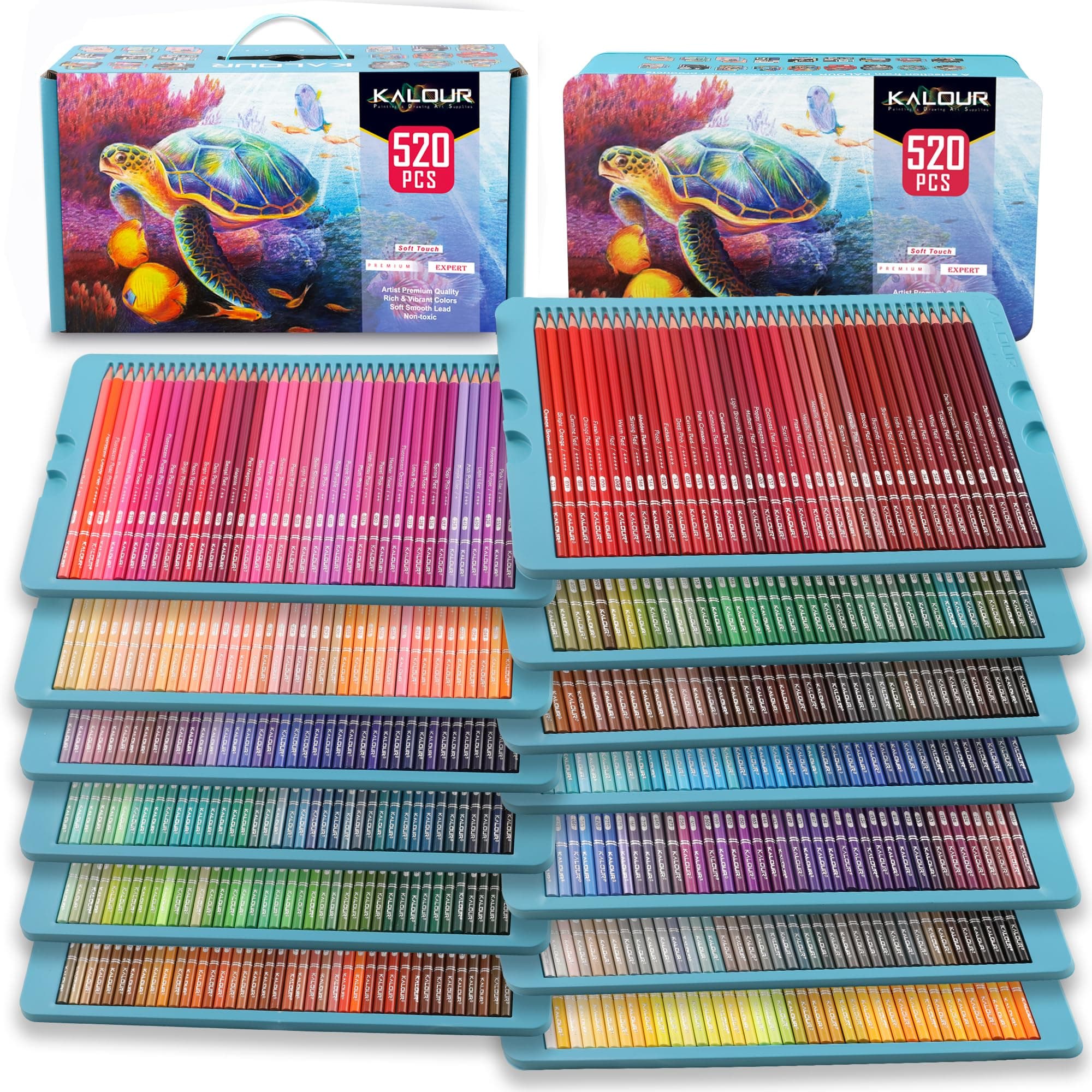 - Pro Colored Pencils,Set of 520 Colors,Artists Soft Core with Vibrant Color,Ideal for Drawing Sketching Shading,Coloring Pencils for Adults Artists Beginners
