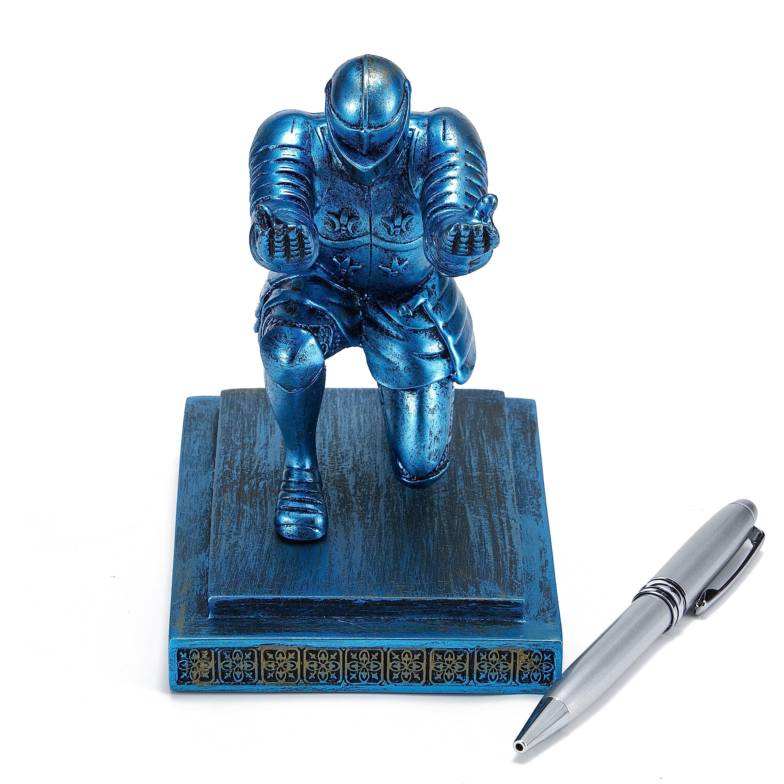 ThreeH Executive Knight Pen Holder Pen Stand with a Pen Personalized Ddecoration for Desk Office Gift Prize Blue