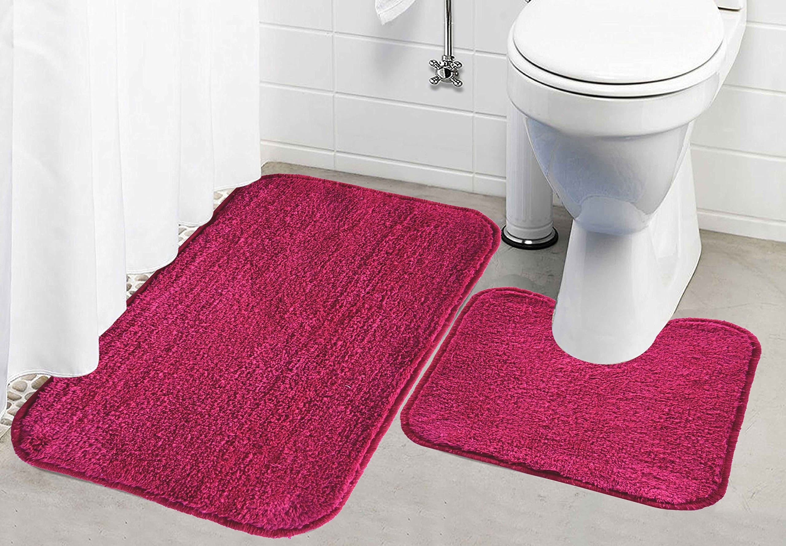 Kridhay Natura Life Rubber Washable Anti-Skid Back Contour Soft Bathmat Set (40x60cm, Maroon)